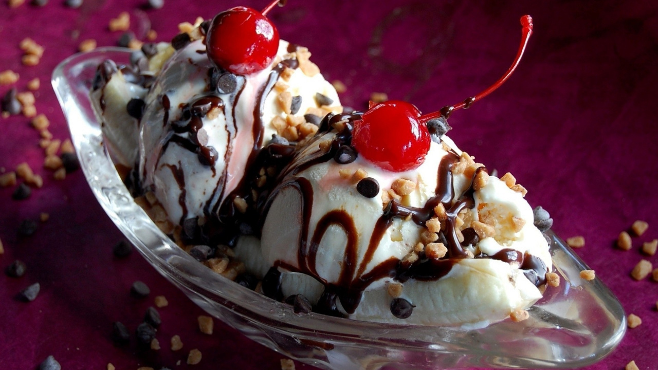 Ice Cream With Cherry on Top. Wallpaper in 1280x720 Resolution