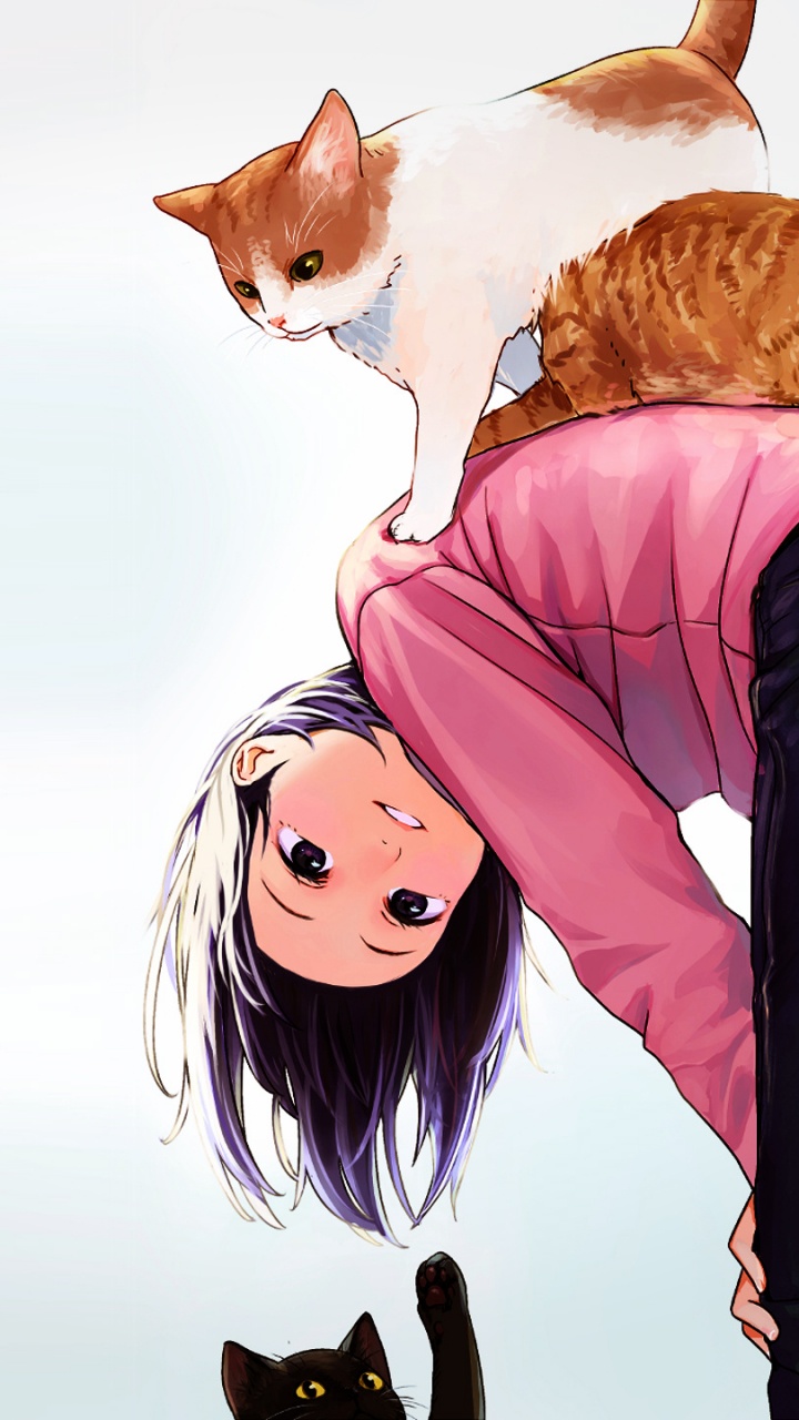 Frau in Rosa Jacke Mit Orange Getigerter Katze. Wallpaper in 720x1280 Resolution