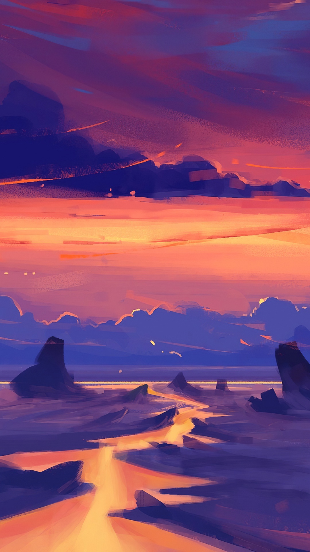 Silhouette de Rochers Sur la Plage Pendant le Coucher du Soleil. Wallpaper in 1080x1920 Resolution