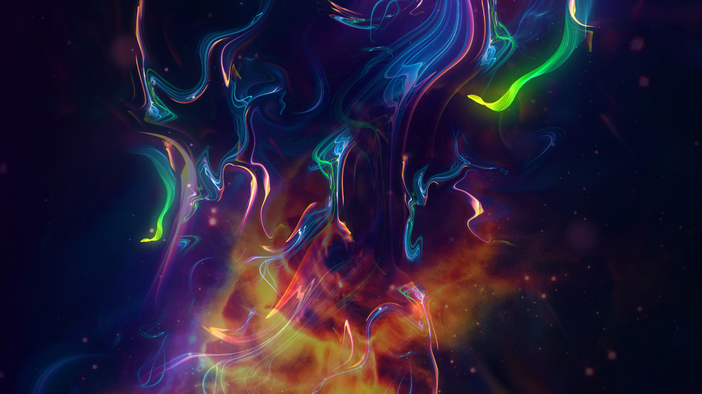 Green Red and Blue Abstract Painting. Wallpaper in 1366x768 Resolution