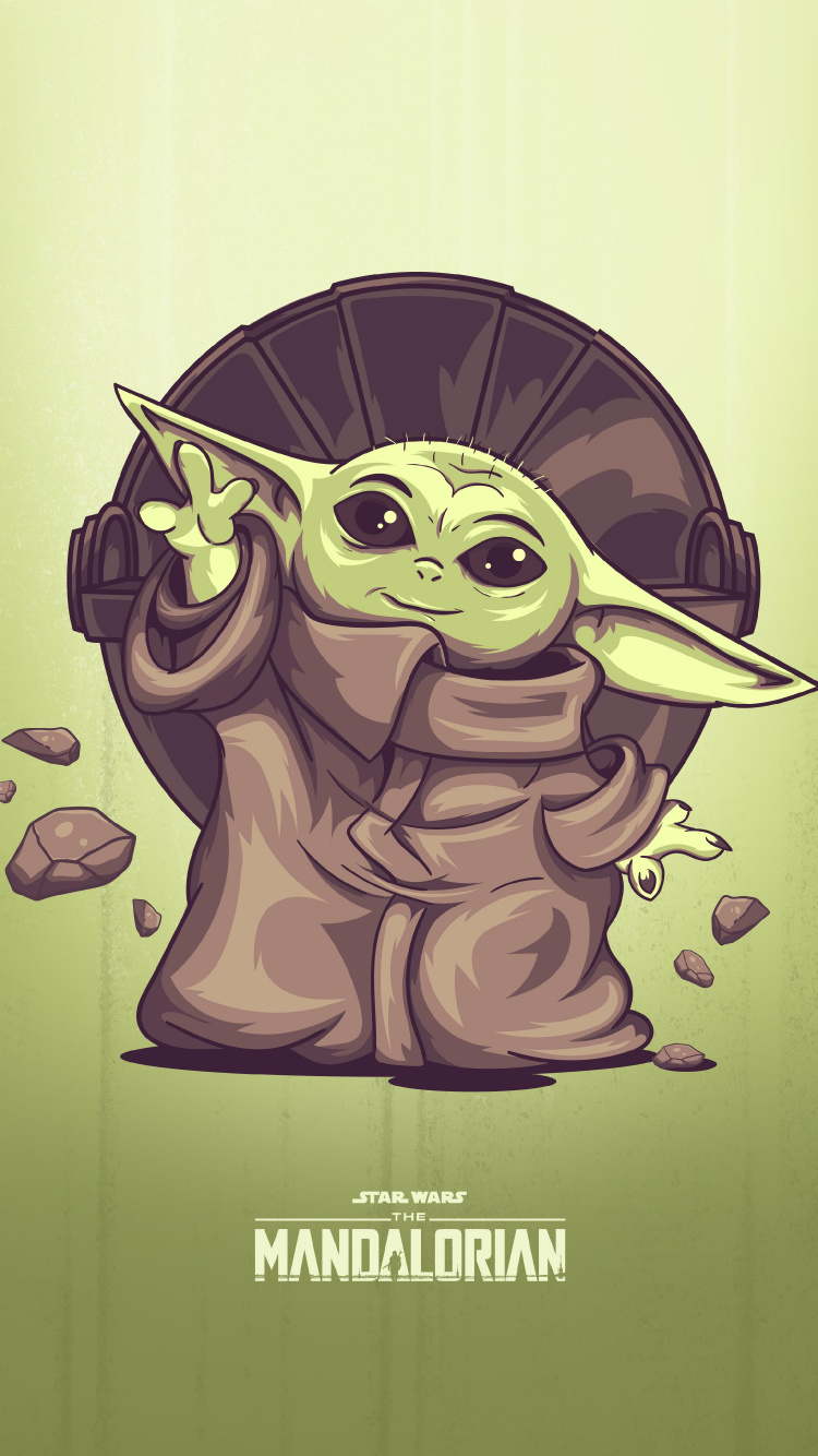 Caricatura, Grogu, Yoda, Artes Visuales, Arte. Wallpaper in 750x1334 Resolution