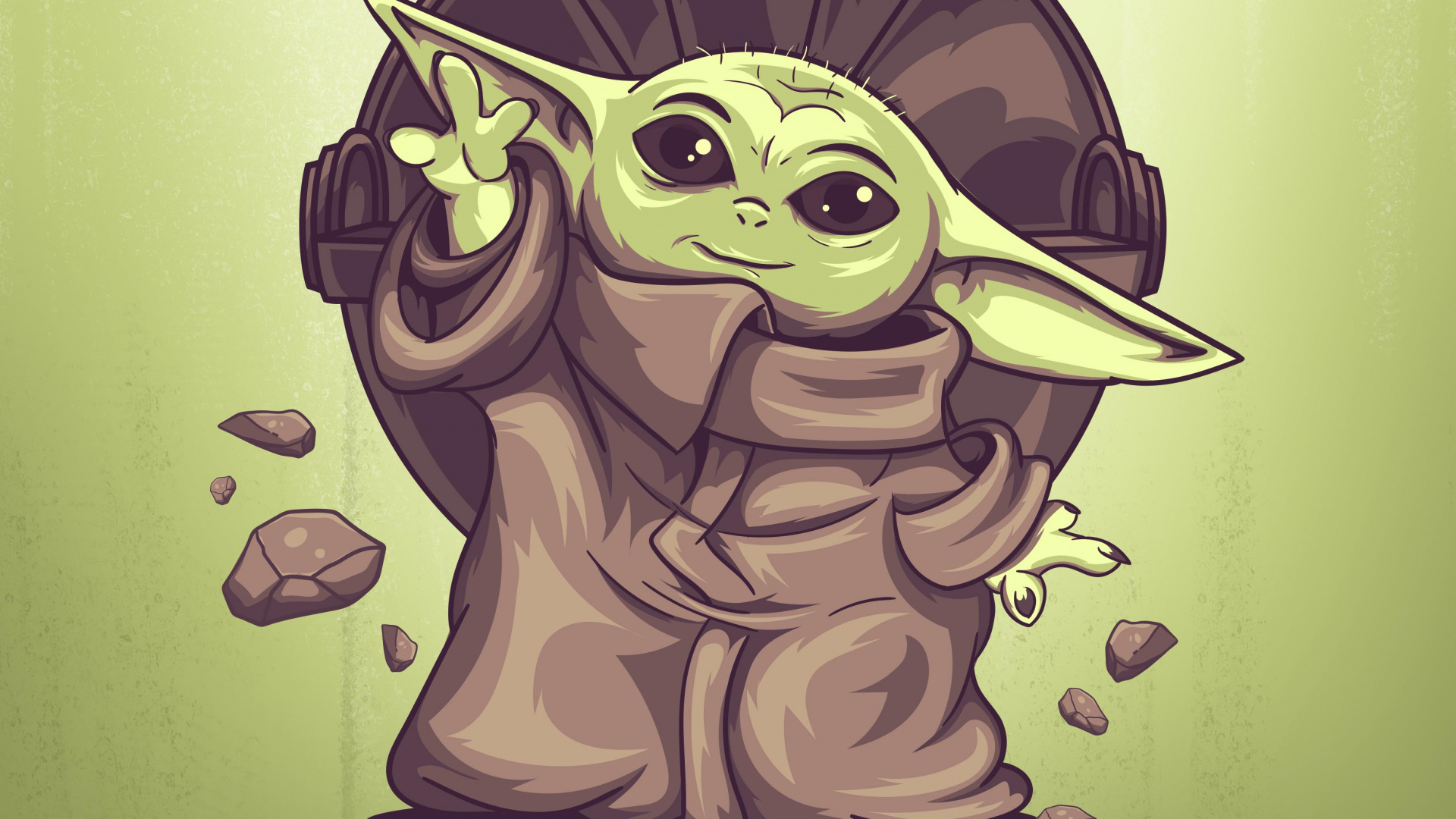 Cartoon, Grogu, Yoda, Visual Arts, Art. Wallpaper in 1920x1080 Resolution