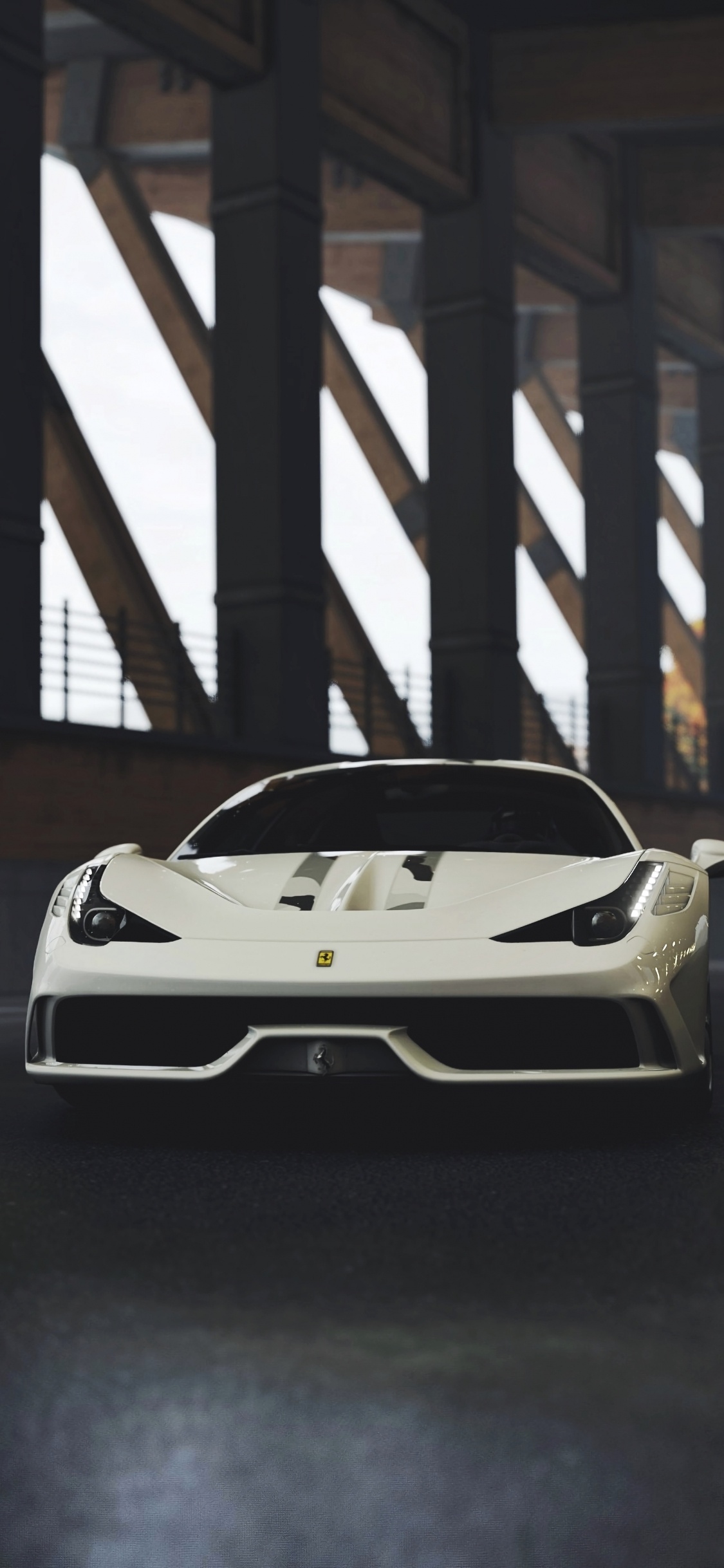 White Lamborghini Aventador Parked on a Parking Lot. Wallpaper in 1125x2436 Resolution