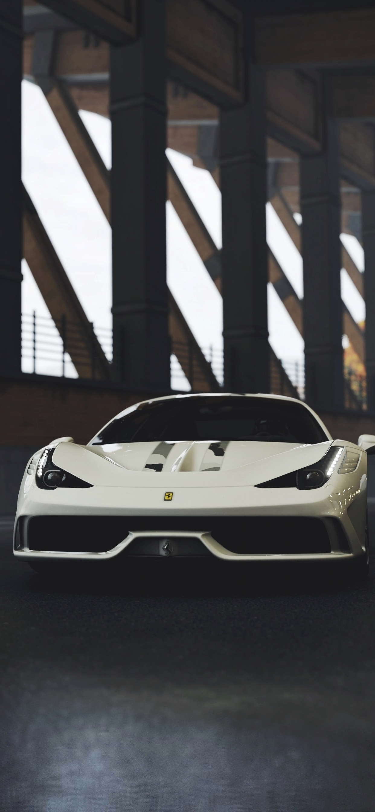 White Lamborghini Aventador Parked on a Parking Lot. Wallpaper in 1242x2688 Resolution