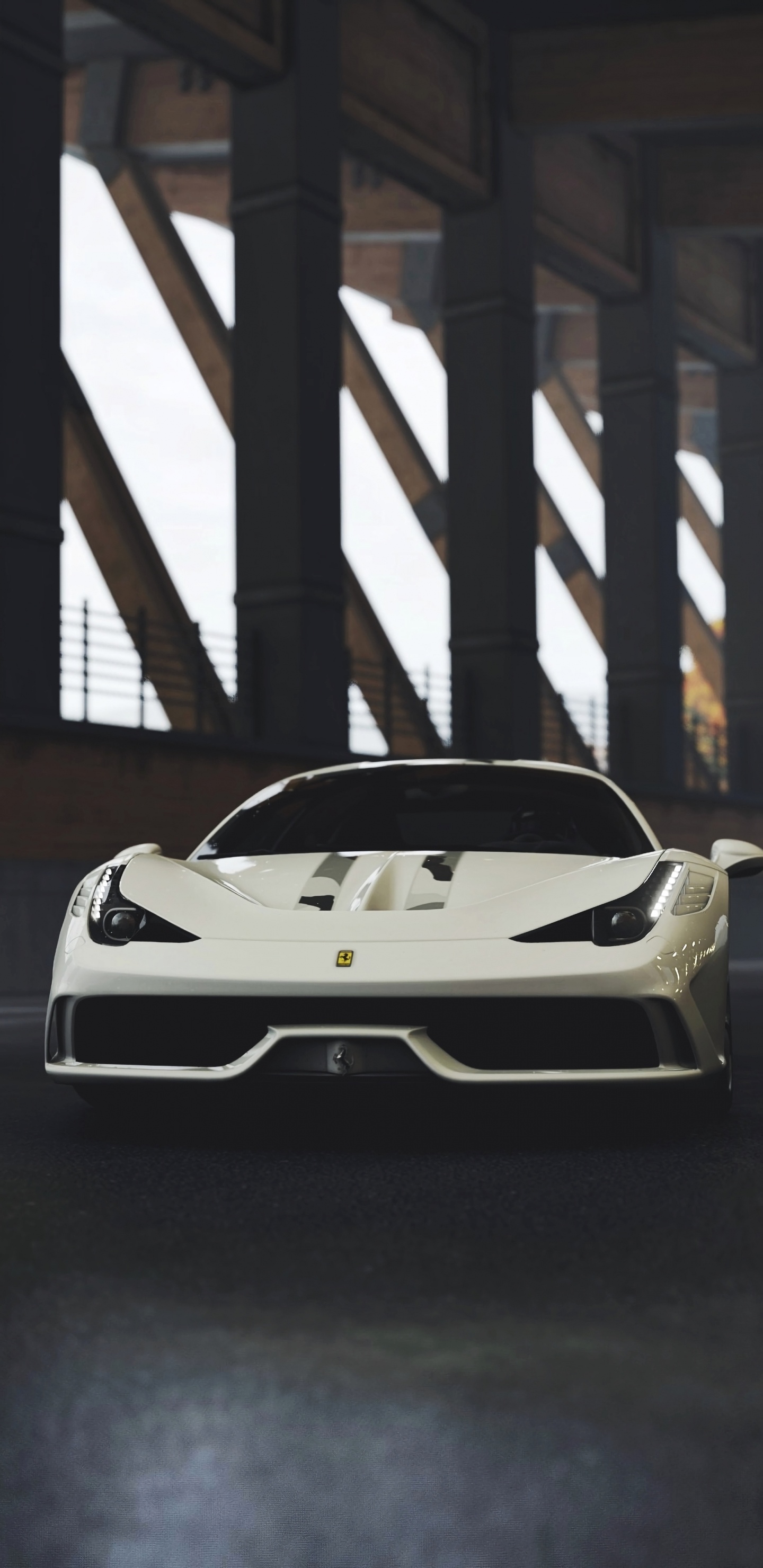 Lamborghini Aventador Blanche Garée Sur un Parking. Wallpaper in 1440x2960 Resolution