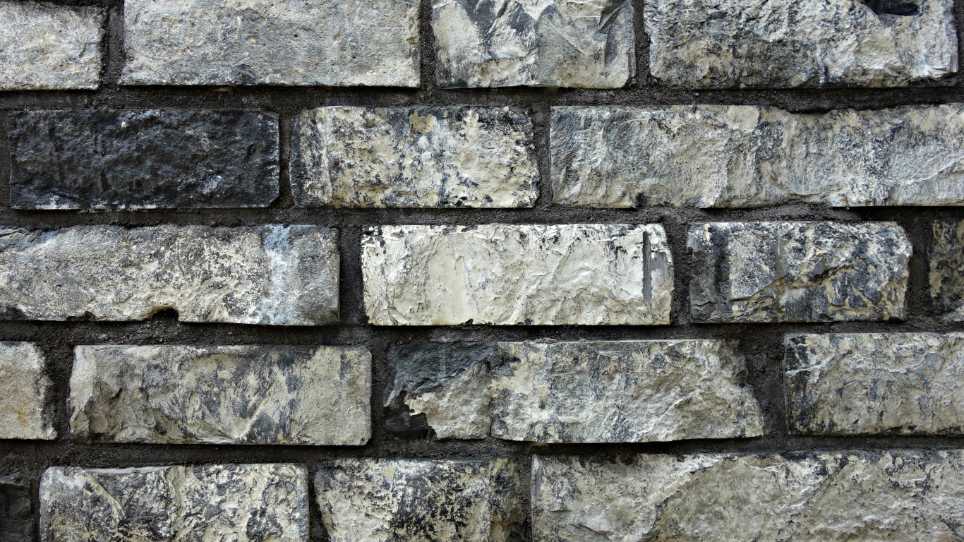 Mur de Briques Grises et Noires. Wallpaper in 1366x768 Resolution
