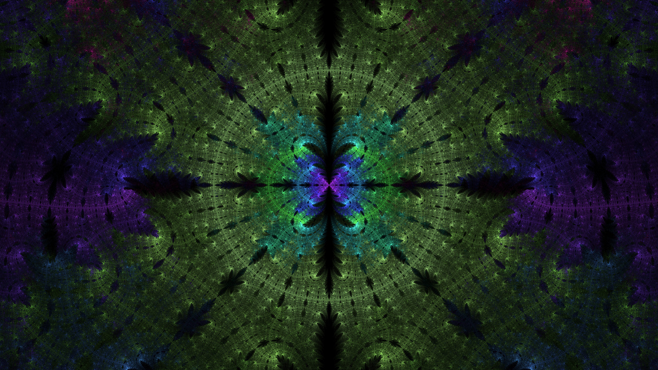 分形, 对称, 绿色的, 紫色的, 分形技术 壁纸 1280x720 允许