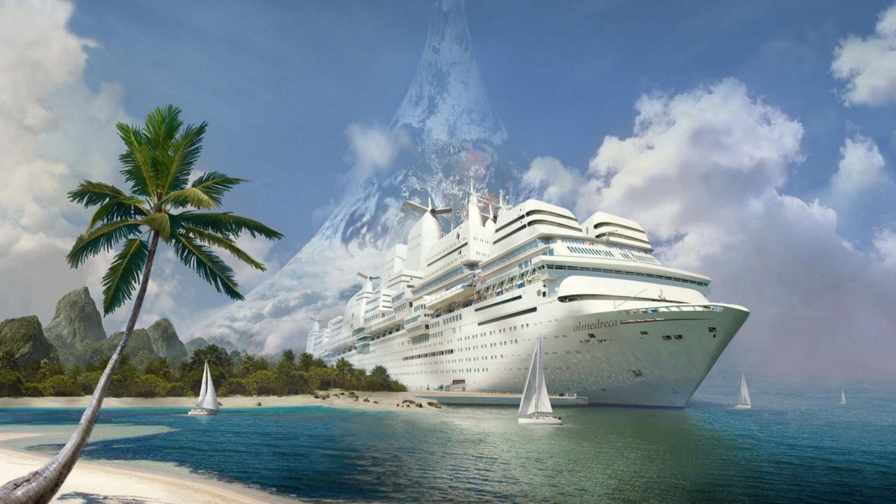 Bateau de Croisière Blanc en Mer Pendant la Journée. Wallpaper in 1280x720 Resolution