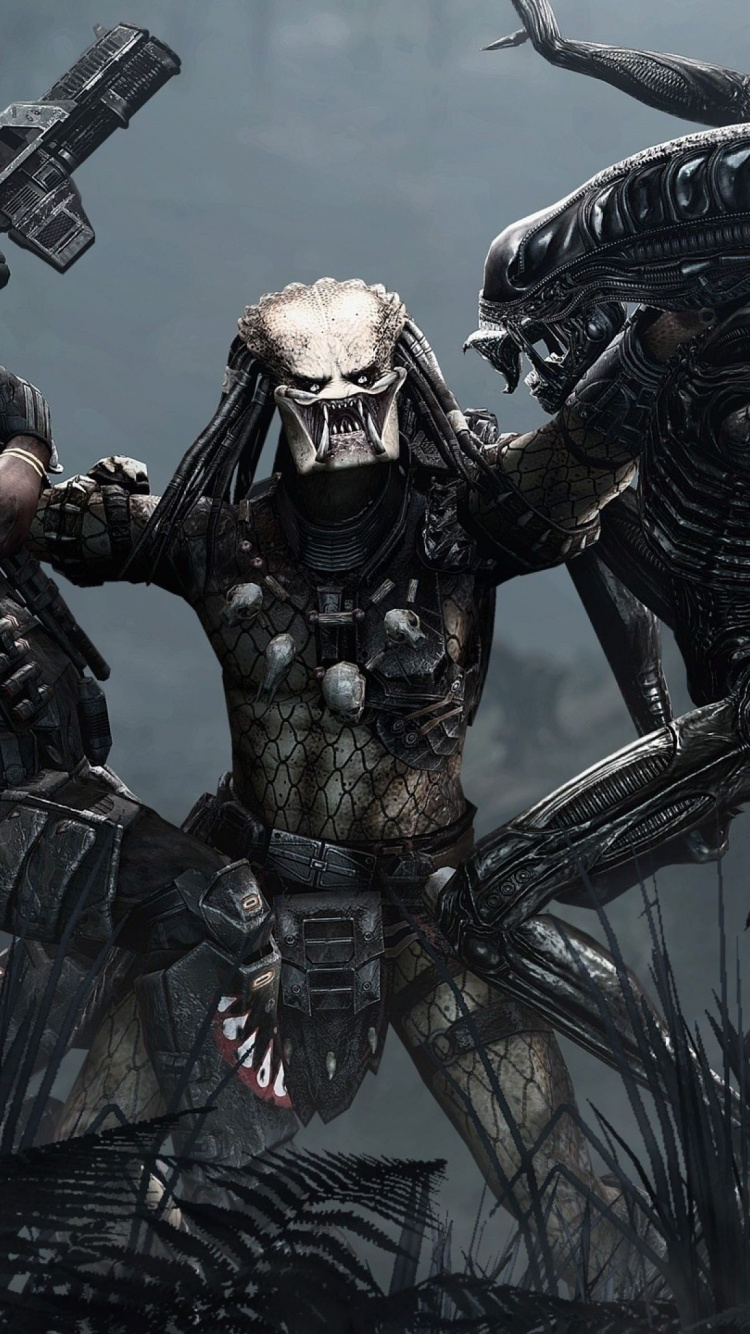 Spiel Aliens Gegen Raubtier, Raubtier, Aliens vs Predator, Ausländer, Raubtier Beton Dschungel. Wallpaper in 750x1334 Resolution