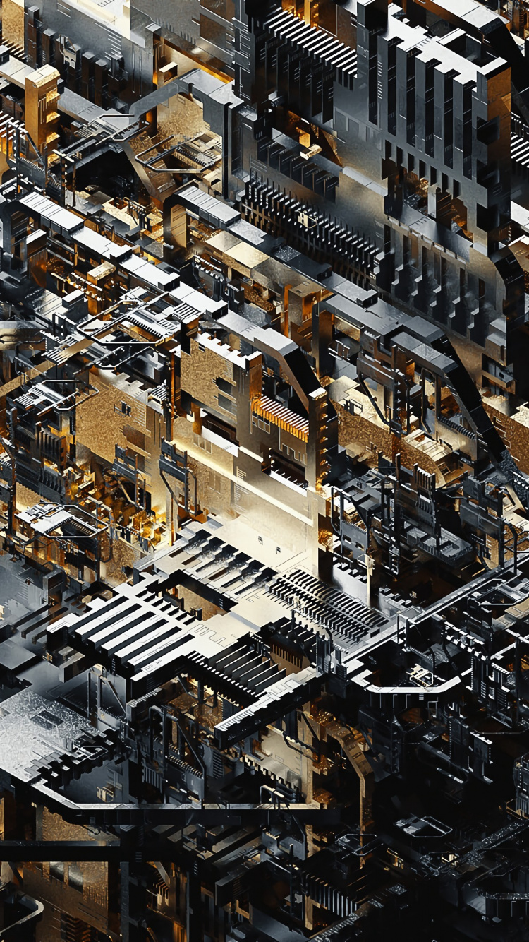 Vue Aérienne Des Bâtiments de la Ville Pendant la Nuit. Wallpaper in 750x1334 Resolution