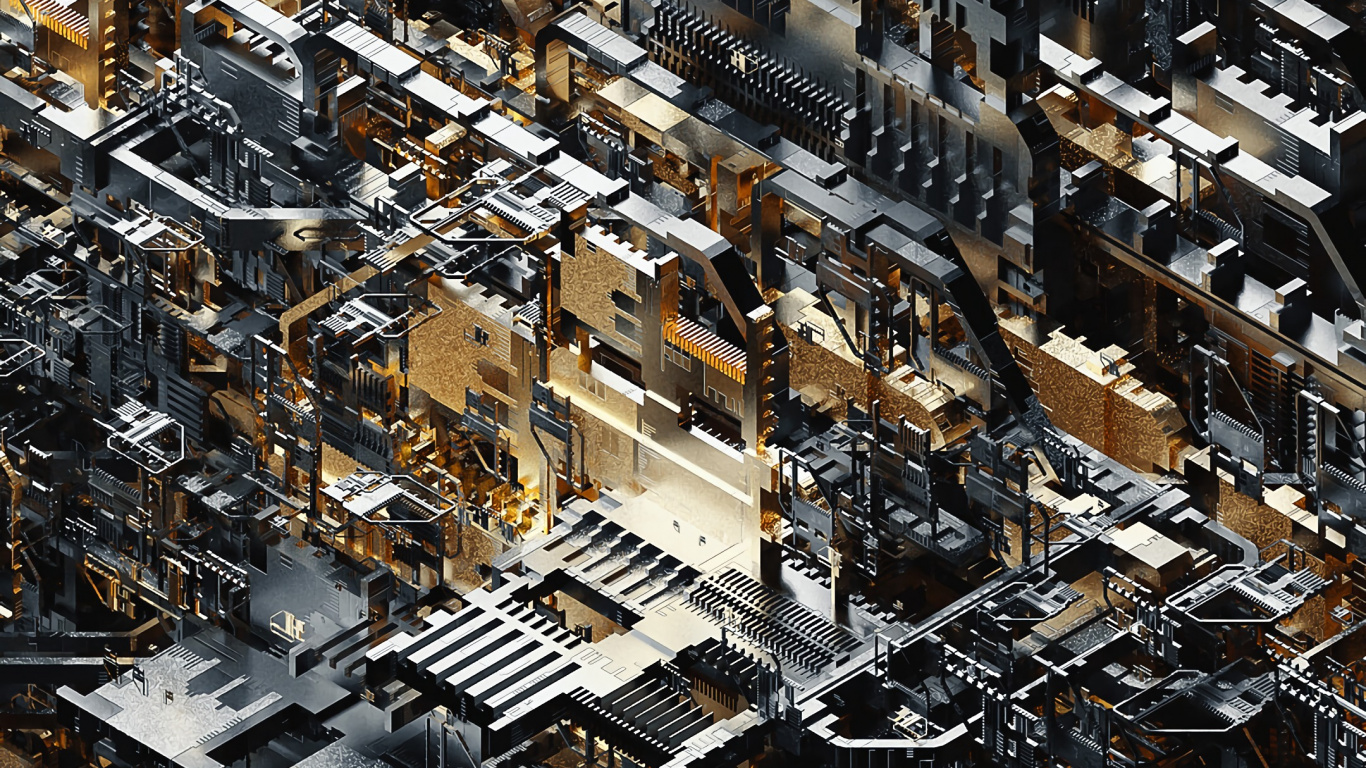 Luftaufnahme Von Stadtgebäuden Während Der Nacht. Wallpaper in 1366x768 Resolution