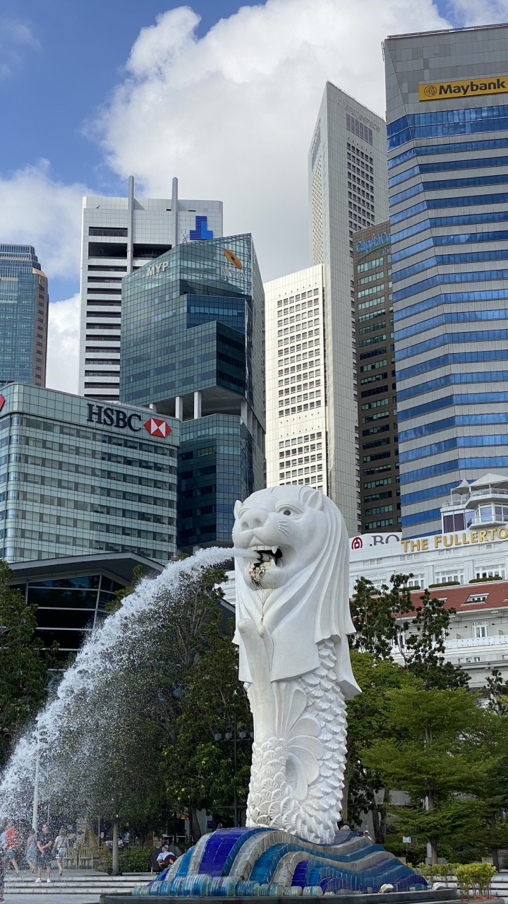 Singapur, Torre de Bloques, Fuente, Área Urbana, Escultura. Wallpaper in 720x1280 Resolution