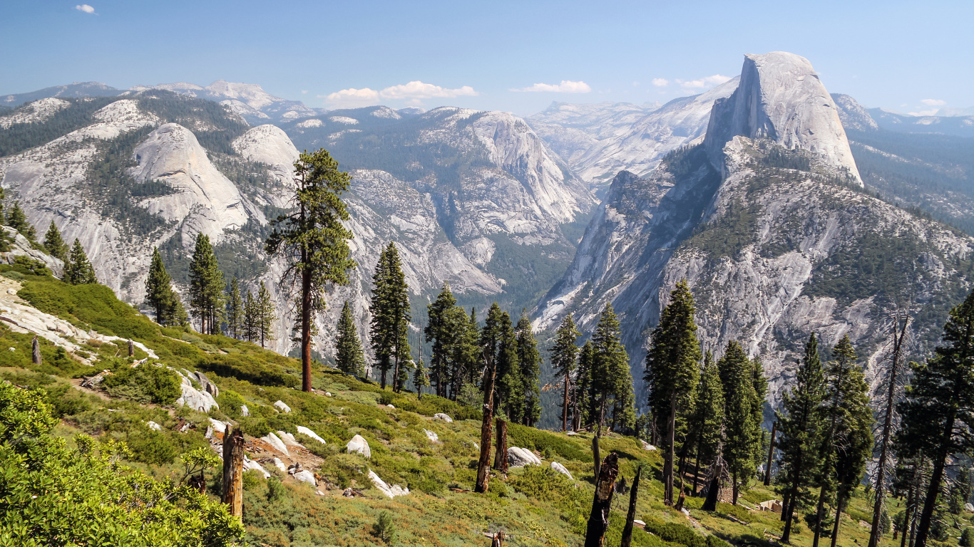 La Mitad De La Cúpula, Glacier Point, el Valle de Yosemite, Montaña, Vista de Túnel. Wallpaper in 1366x768 Resolution