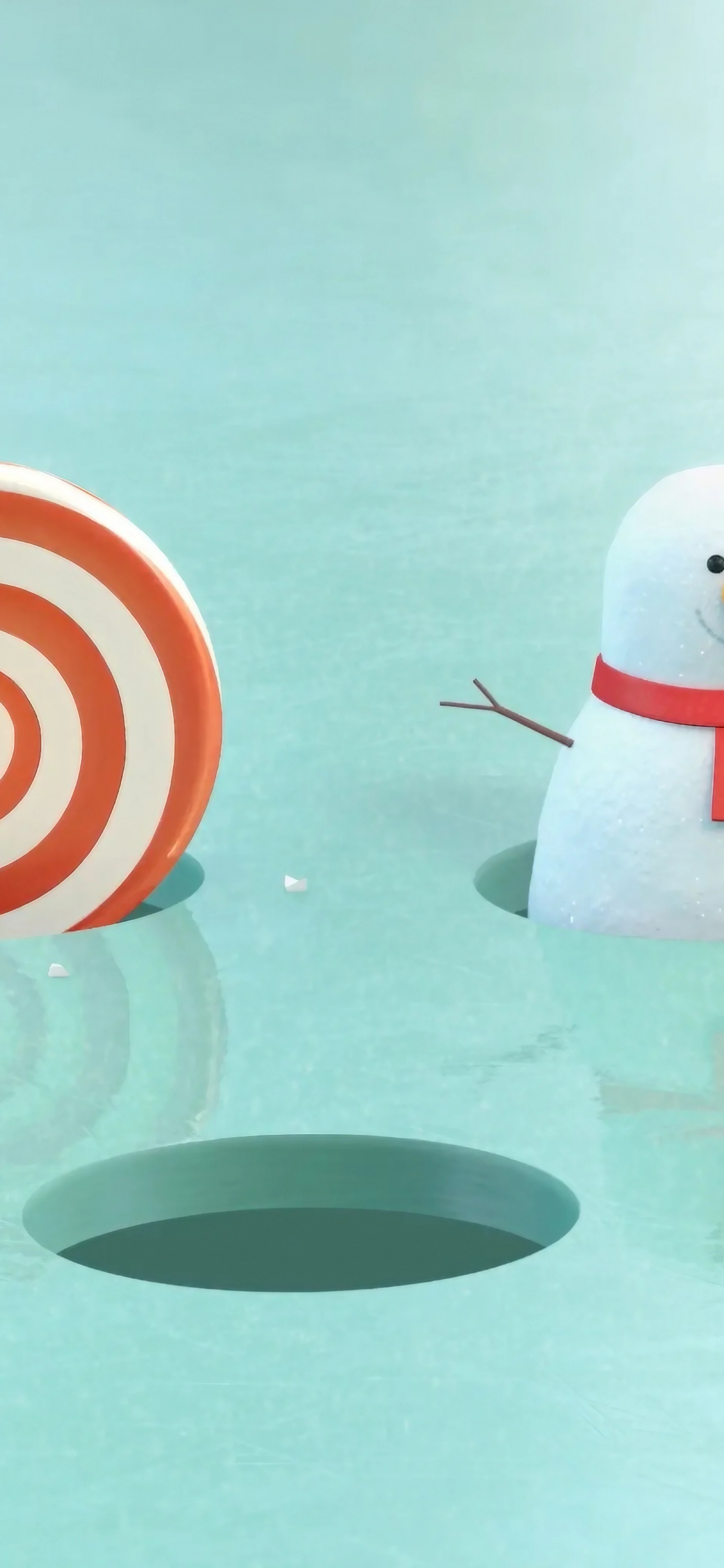 New Year, Christmas, Snowman, Water, Liquid. Wallpaper in 1125x2436 Resolution