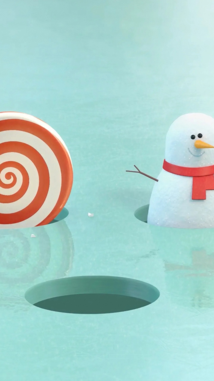 New Year, Christmas, Snowman, Water, Liquid. Wallpaper in 720x1280 Resolution