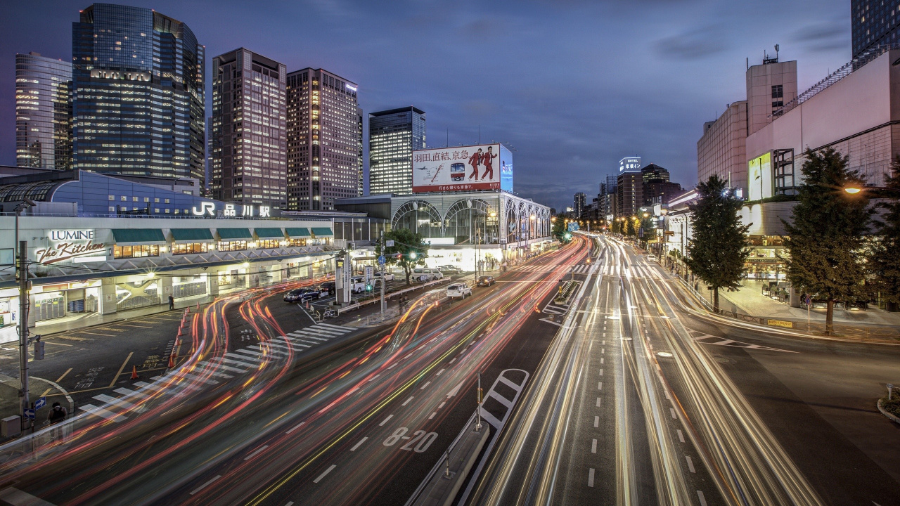 Time Lapse Photography of City During Night Time. Wallpaper in 1280x720 Resolution