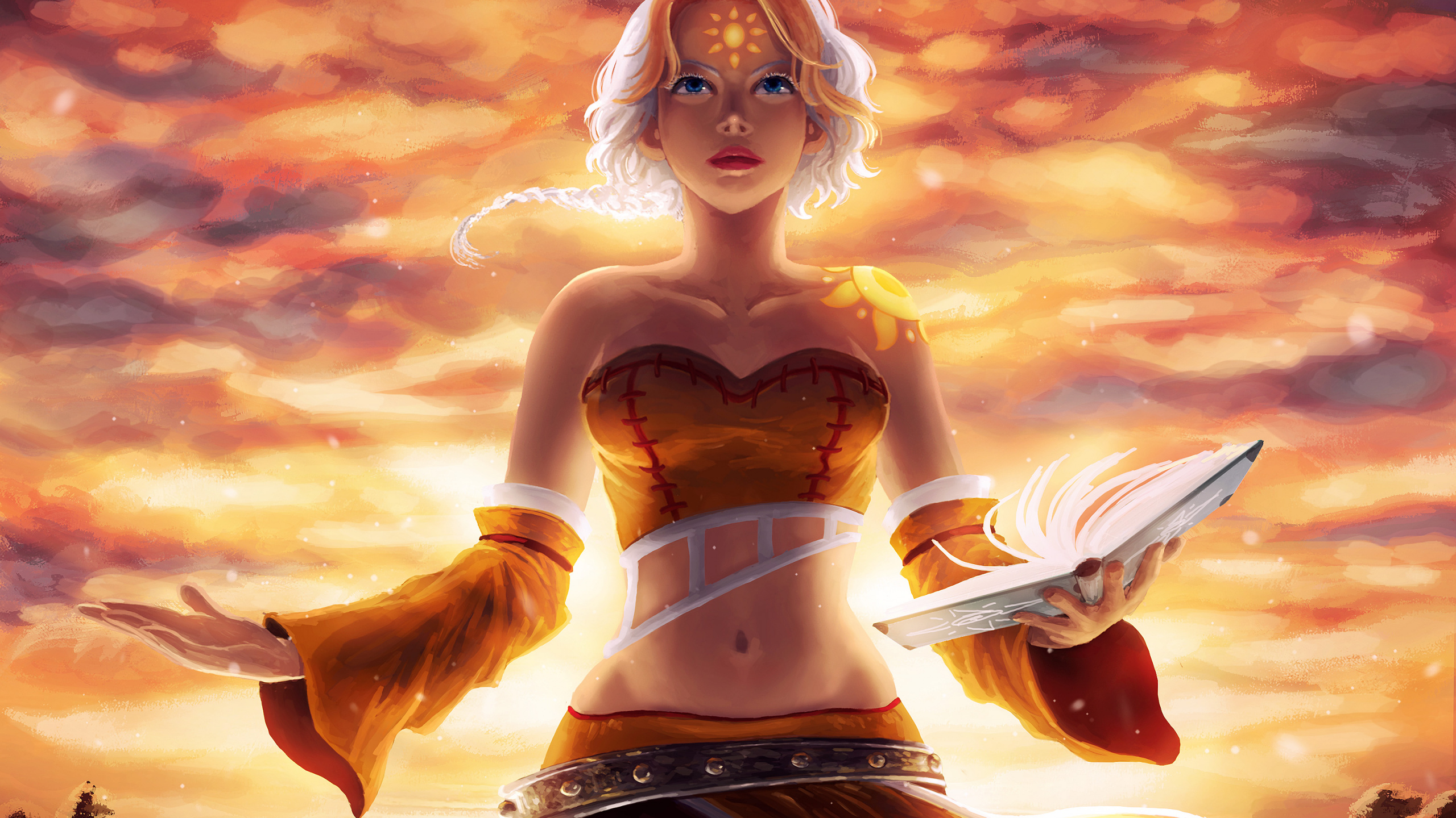 女人, 女孩, 女战士, 天空, 幻想 壁纸 2560x1440 允许