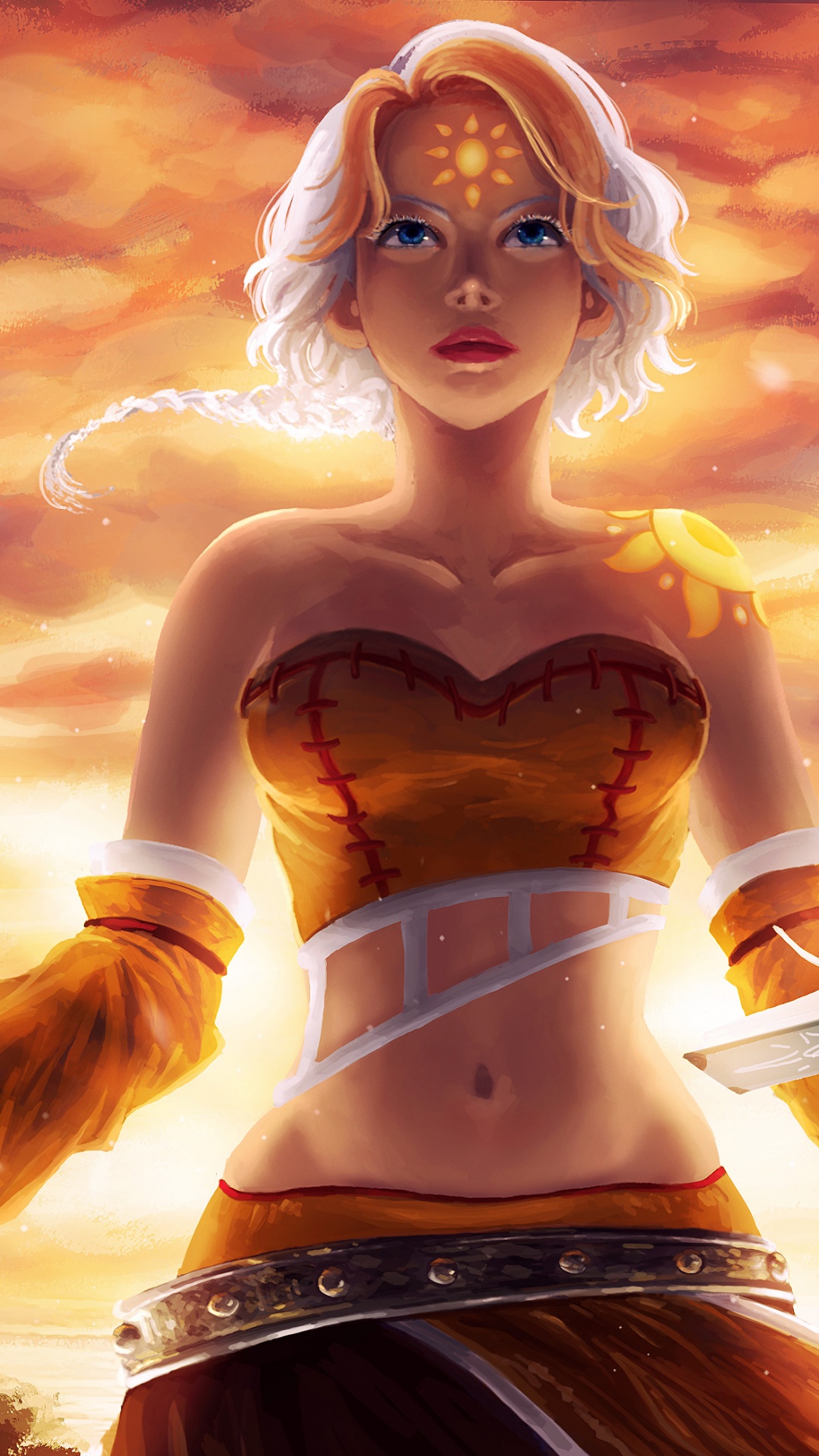 Woman in Brown and Black Dress Holding a Bird Illustration. Wallpaper in 1080x1920 Resolution