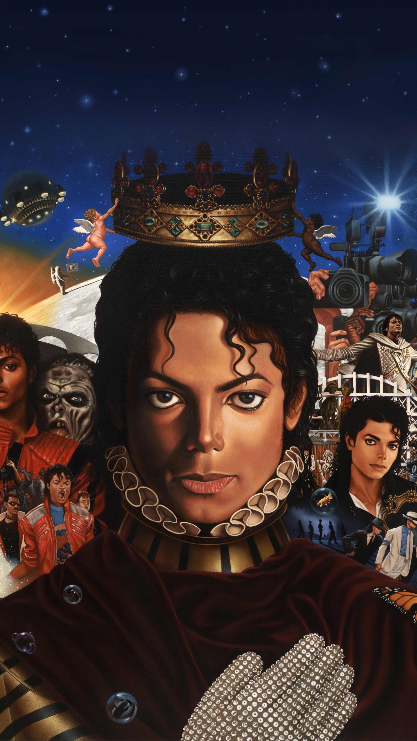 迈克尔*杰克逊, 迈克尔, 专辑, 艺术, 空间 壁纸 1440x2560 允许