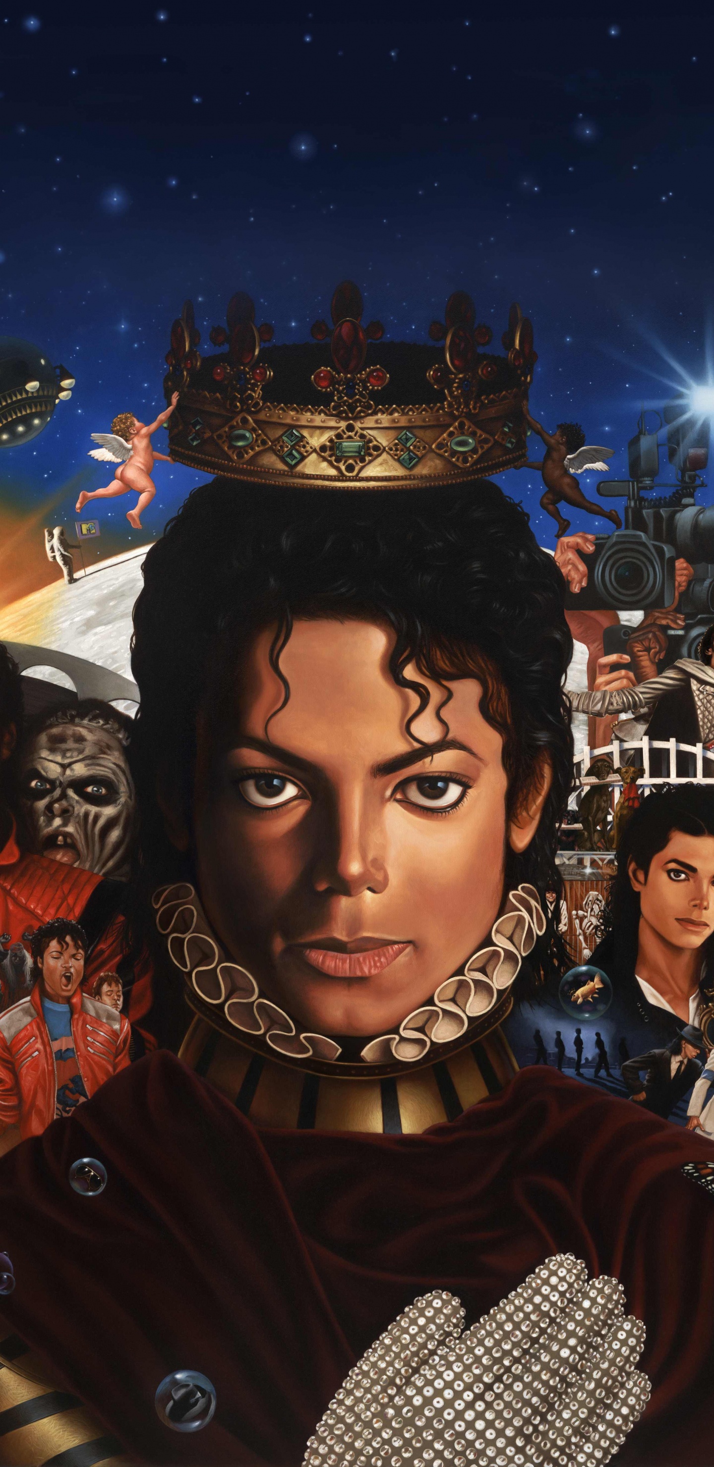 迈克尔*杰克逊, 迈克尔, 专辑, 艺术, 空间 壁纸 1440x2960 允许