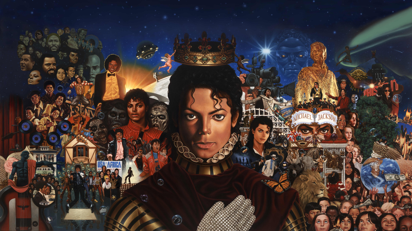 Michael Jackson, Michael, Album, Art, Illustration. Wallpaper in 1366x768 Resolution