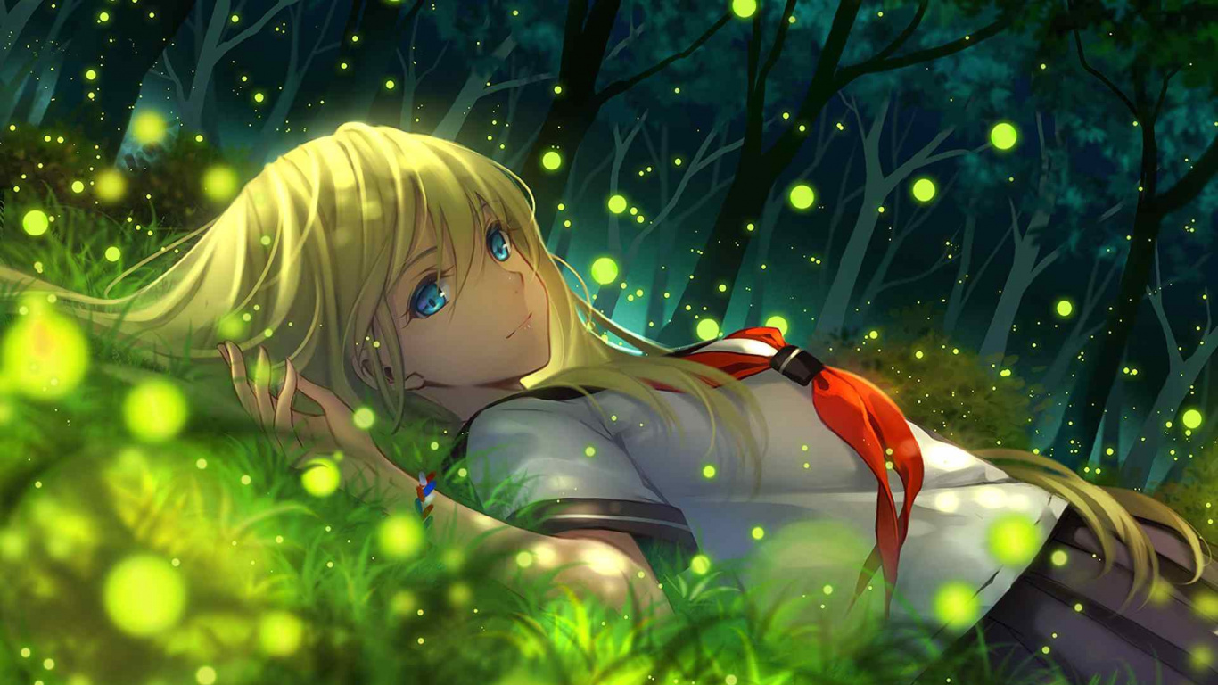 Blonde Haired Girl Anime Character. Wallpaper in 1366x768 Resolution