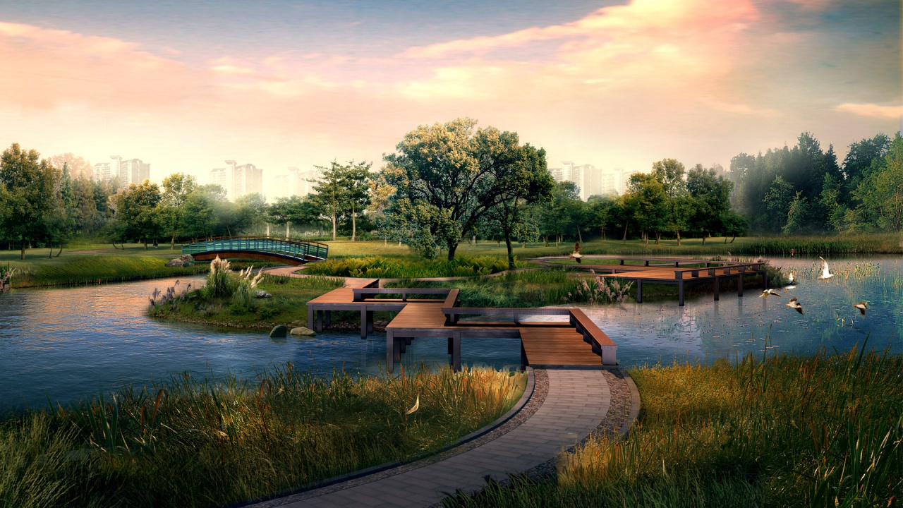 Braunes Holzdock am Fluss Tagsüber. Wallpaper in 1280x720 Resolution