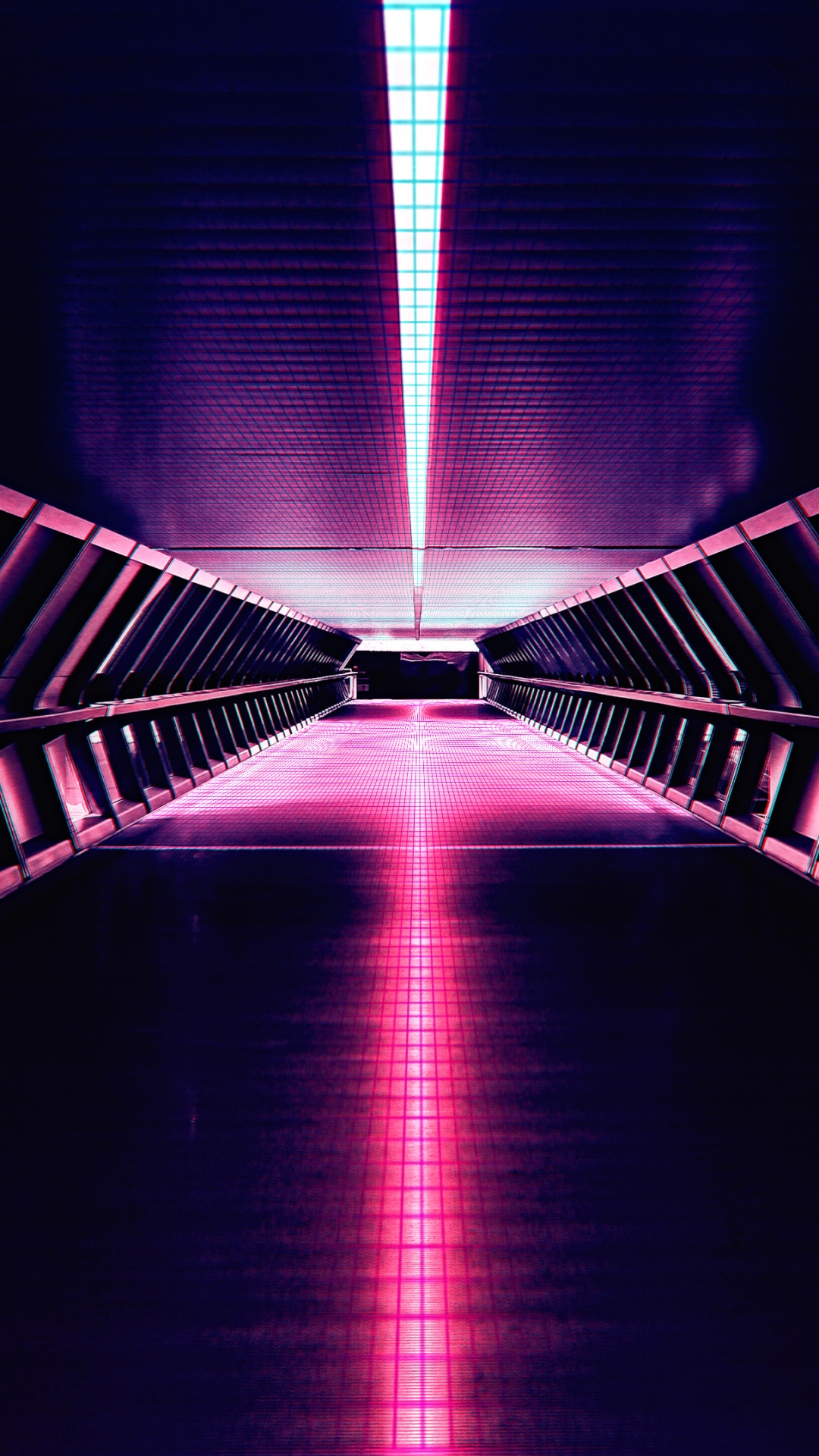 Blue Light on a Tunnel. Wallpaper in 1080x1920 Resolution