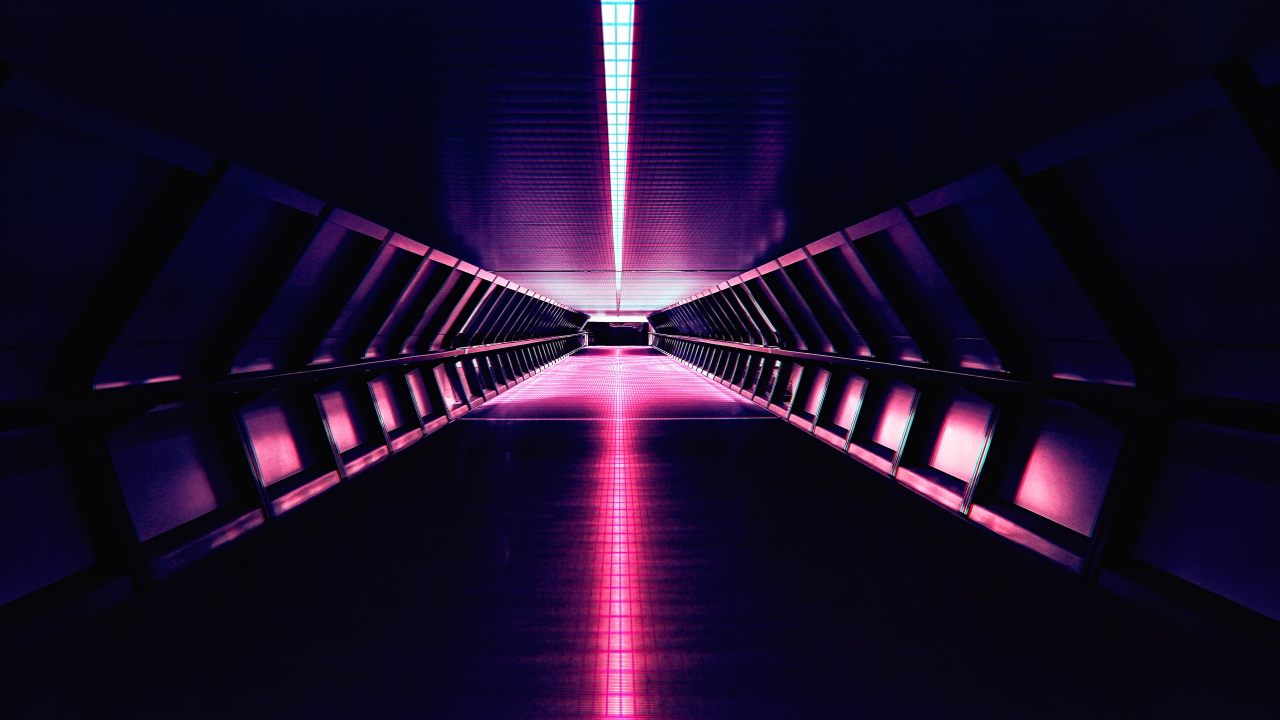 Blue Light on a Tunnel. Wallpaper in 1280x720 Resolution