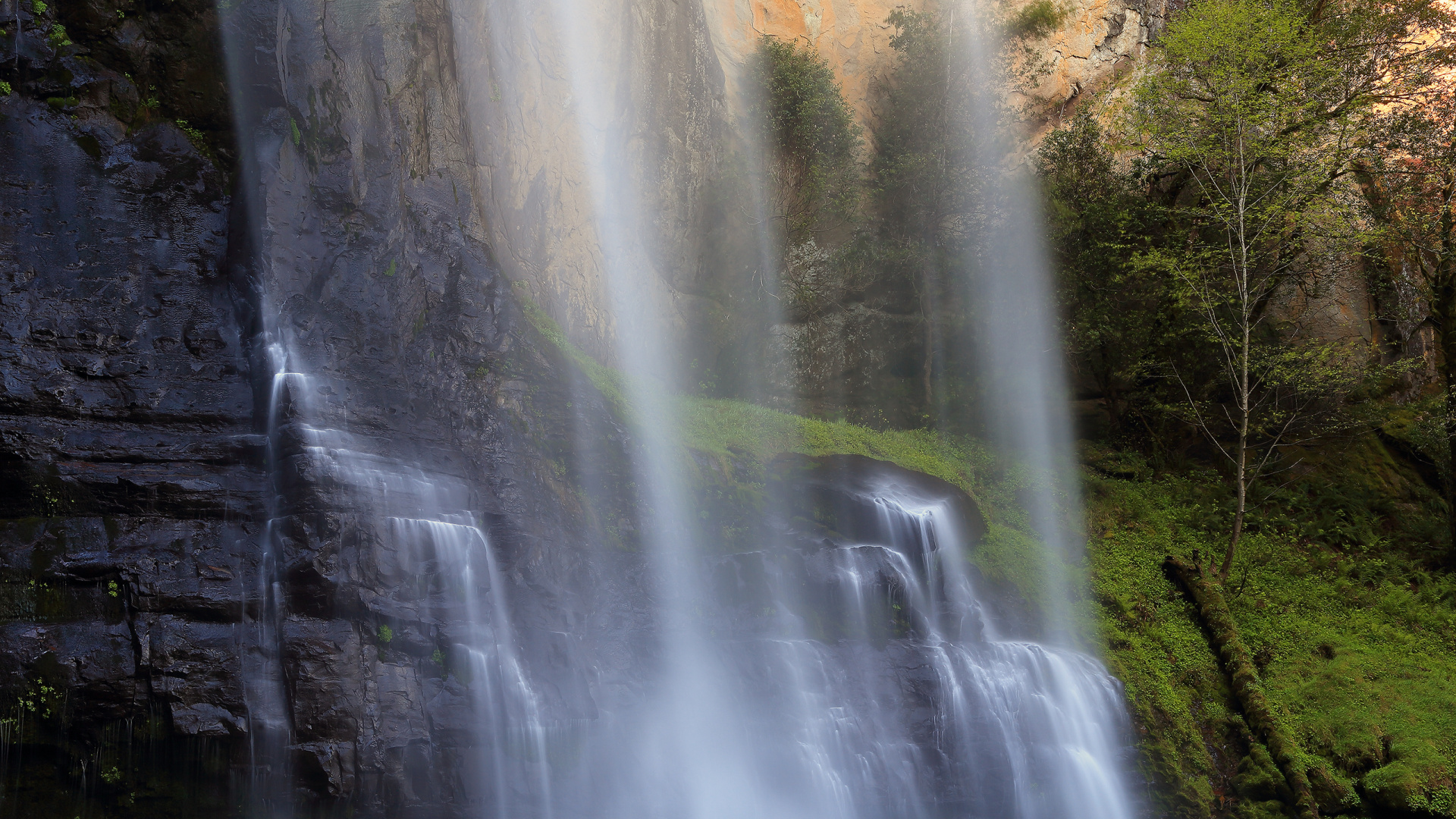 Water Falls in The Middle of The Forest. Wallpaper in 1920x1080 Resolution