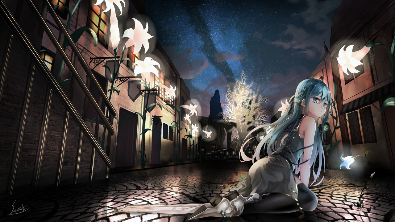 Mujer en Vestido Blanco Sentada en el Suelo. Wallpaper in 1280x720 Resolution