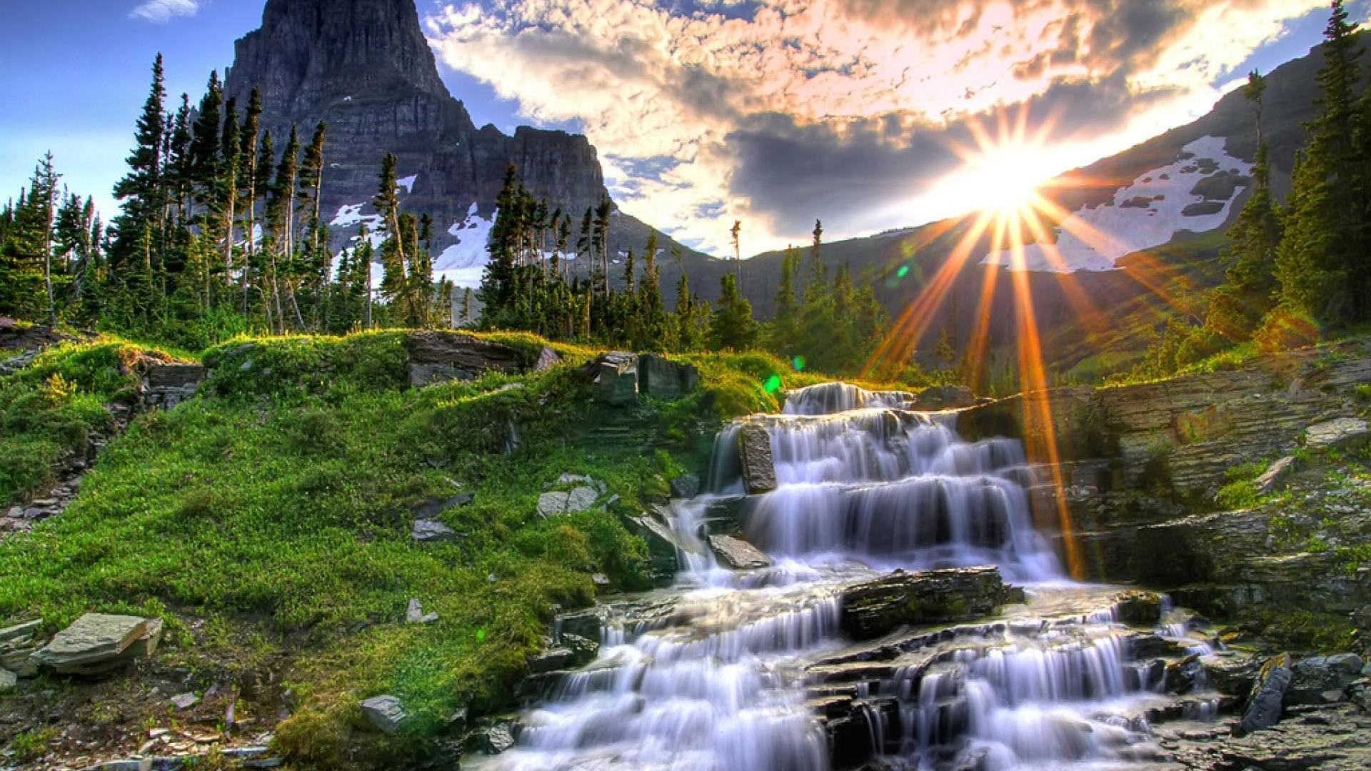 Waterfall, Natural Landscape, Nature, Body of Water, Water. Wallpaper in 1920x1080 Resolution