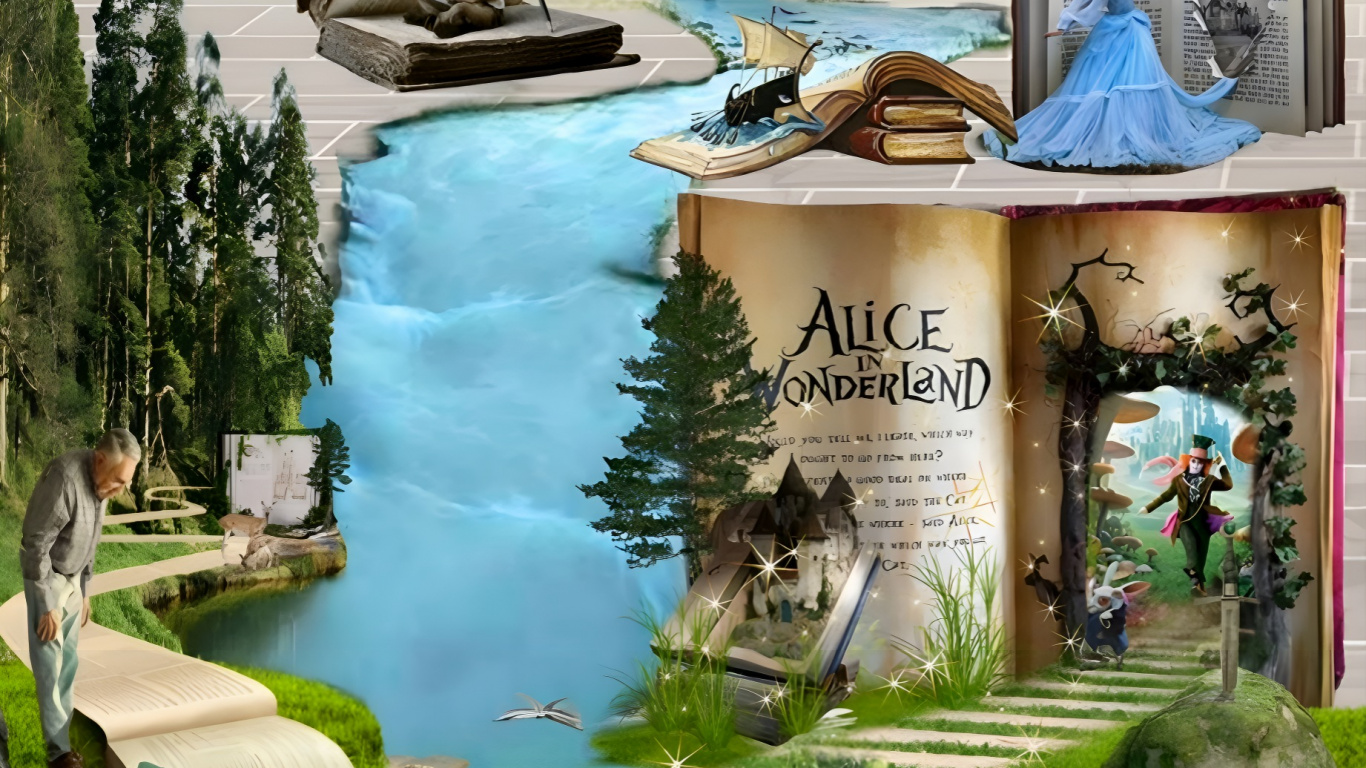 Märchen, Natur, Wasser, Pool, Kunst. Wallpaper in 1366x768 Resolution