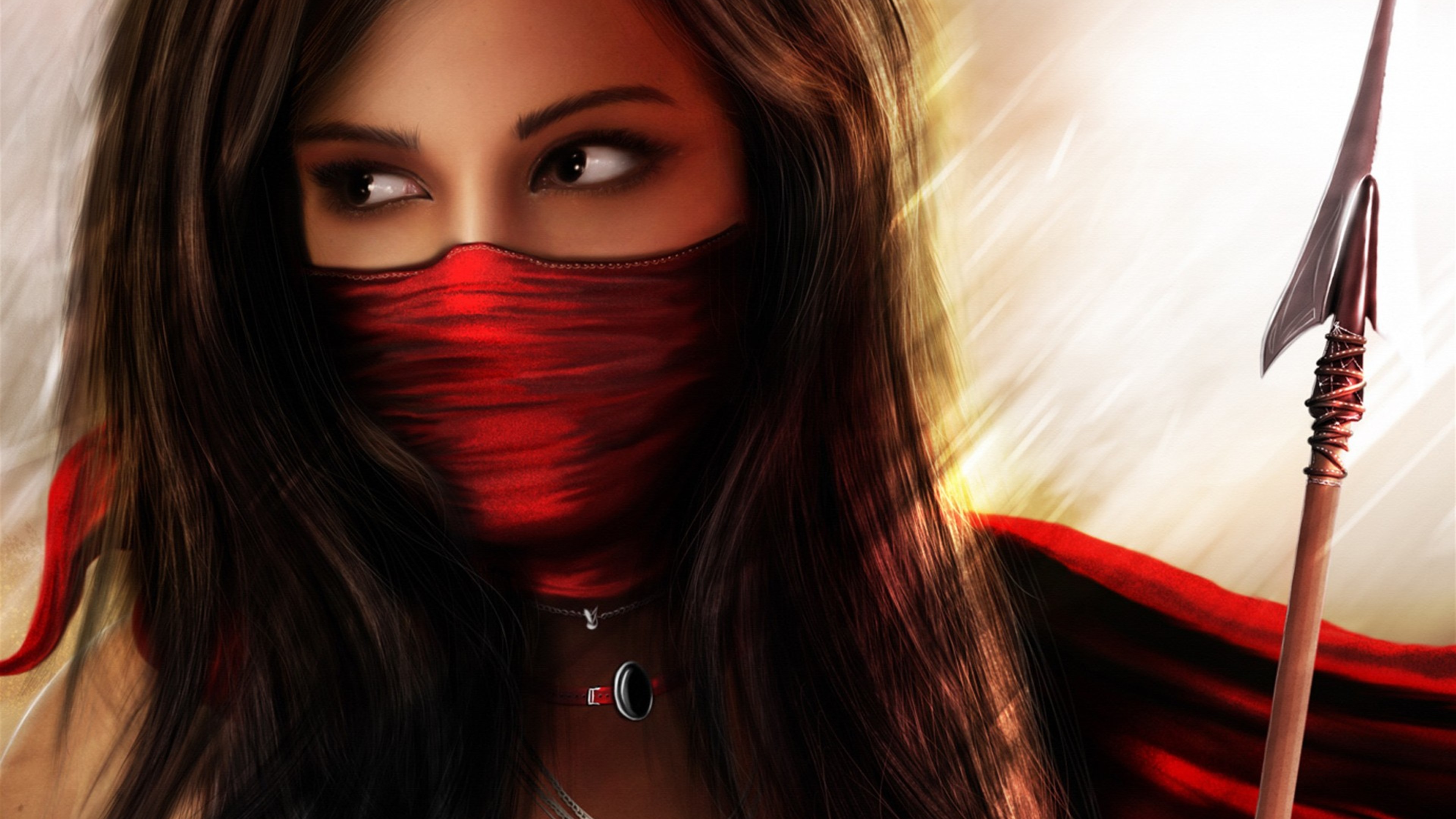 Woman in Red and Black Shirt. Wallpaper in 3840x2160 Resolution