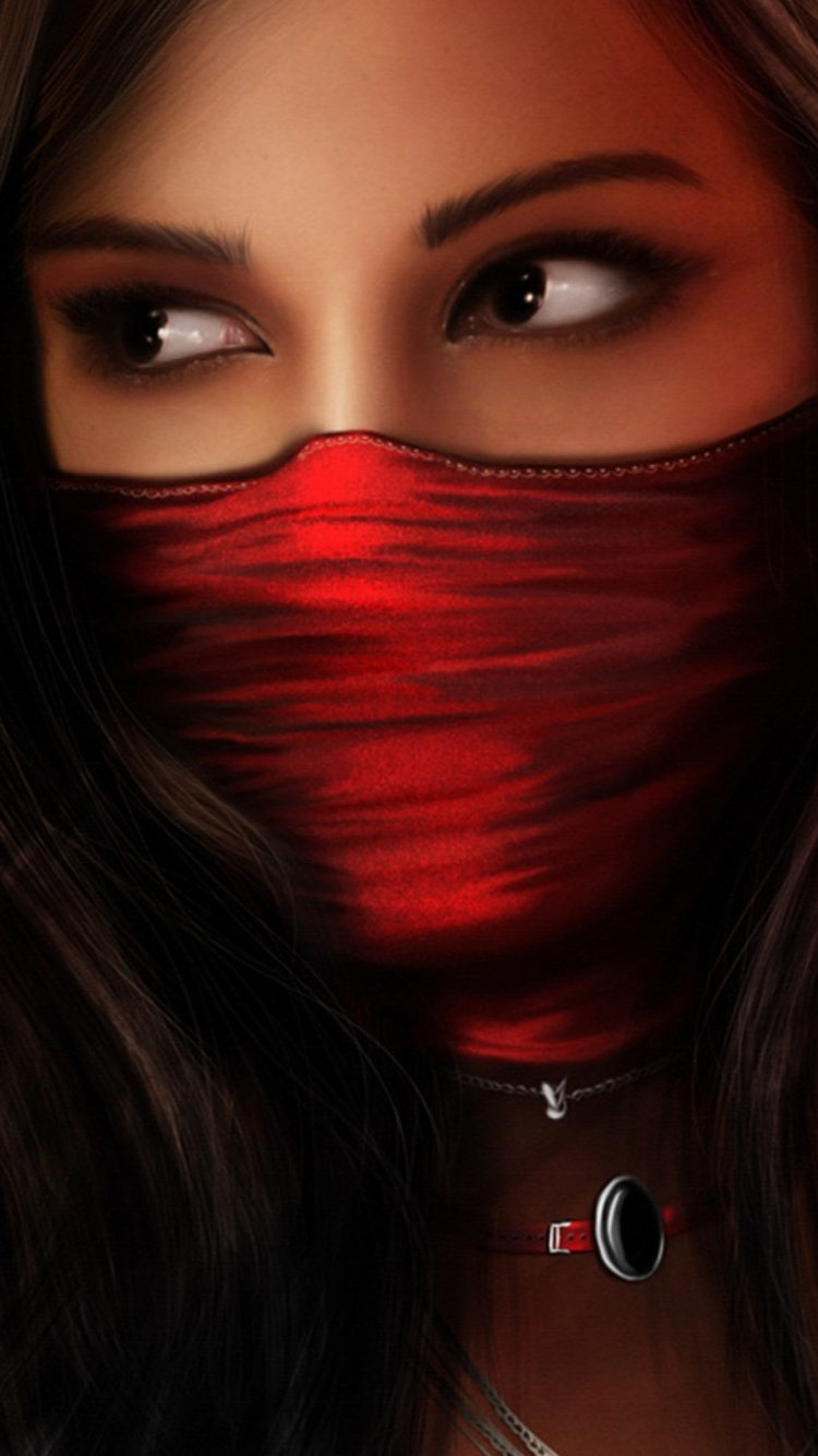 Femme en Chemise Rouge et Noire. Wallpaper in 750x1334 Resolution