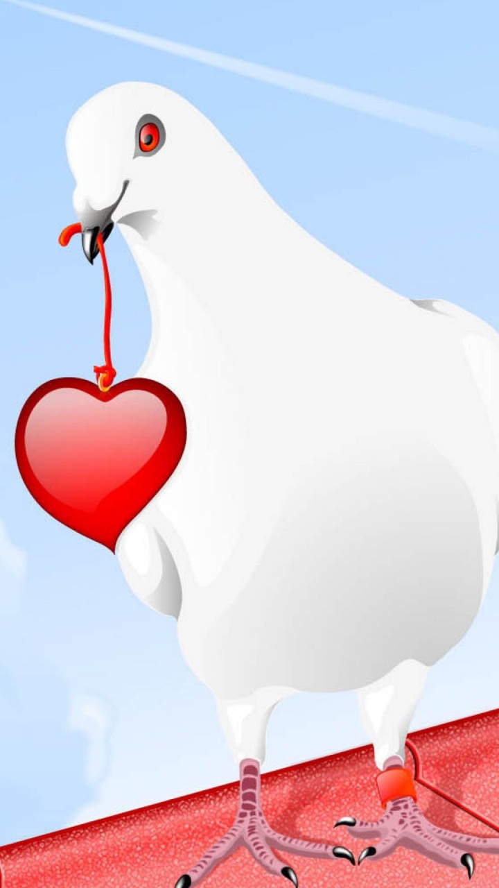 Cœur, Oiseau, Amour, Organe, Montgolfière. Wallpaper in 720x1280 Resolution