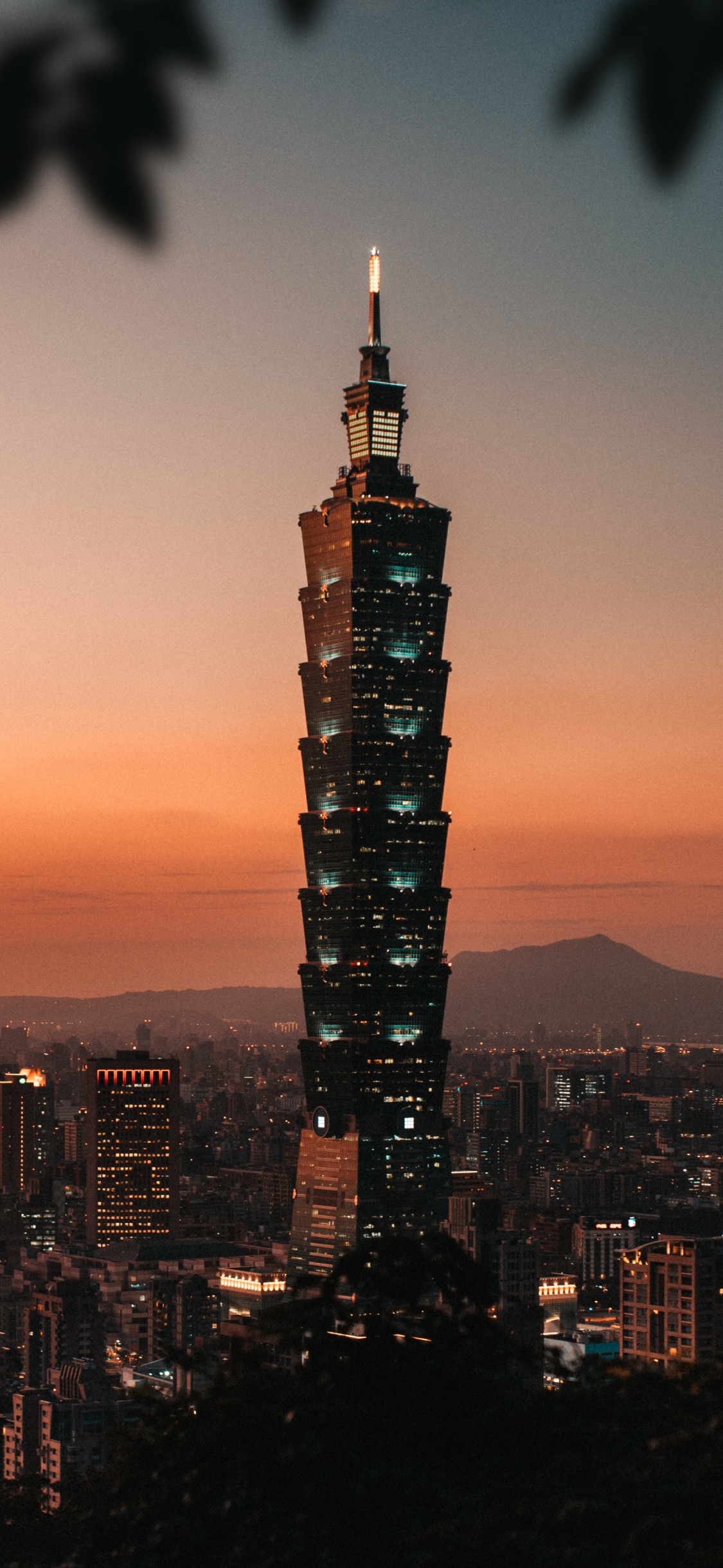 Horizonte de la Ciudad Durante la Noche. Wallpaper in 1125x2436 Resolution