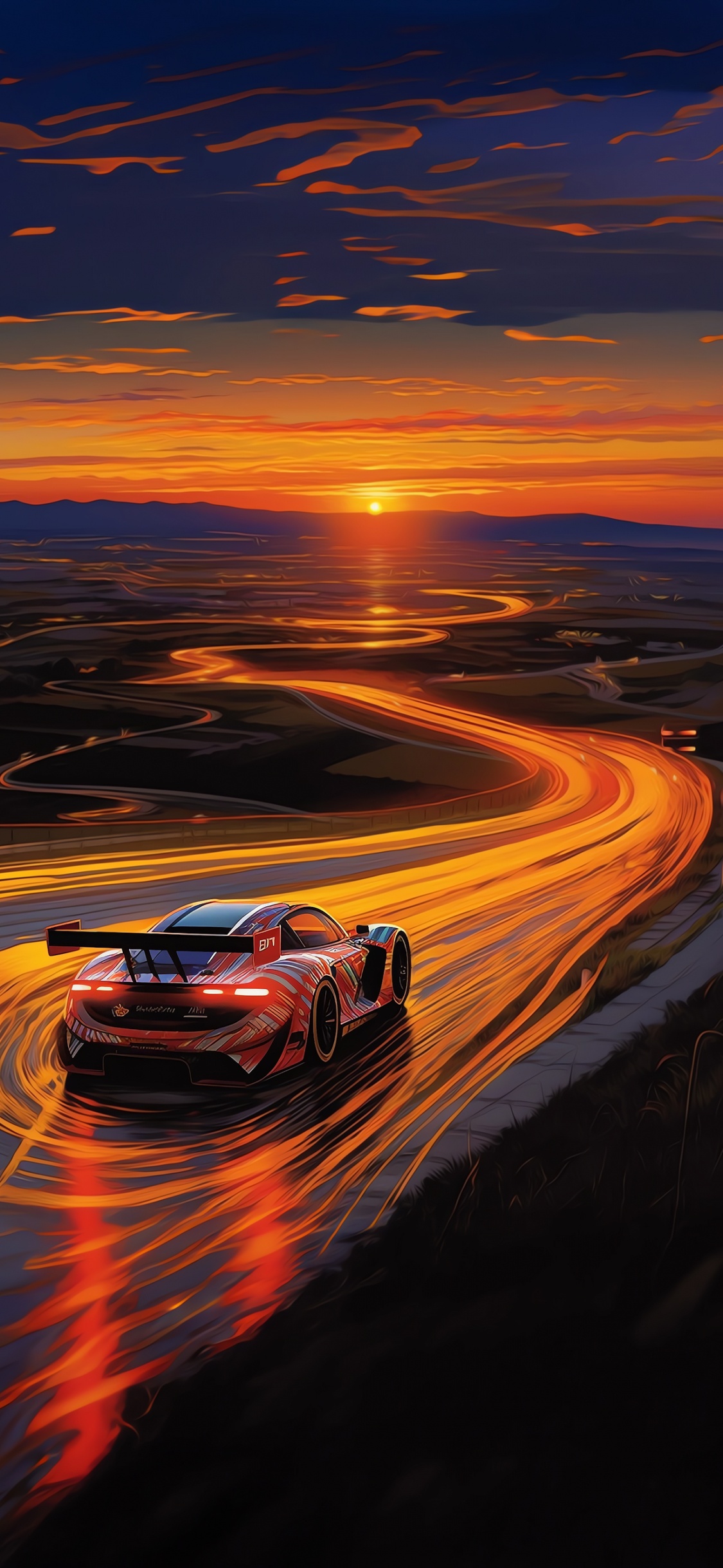 Grand Tourer, Sunset, Cars, Sports Car, Audi. Wallpaper in 1125x2436 Resolution