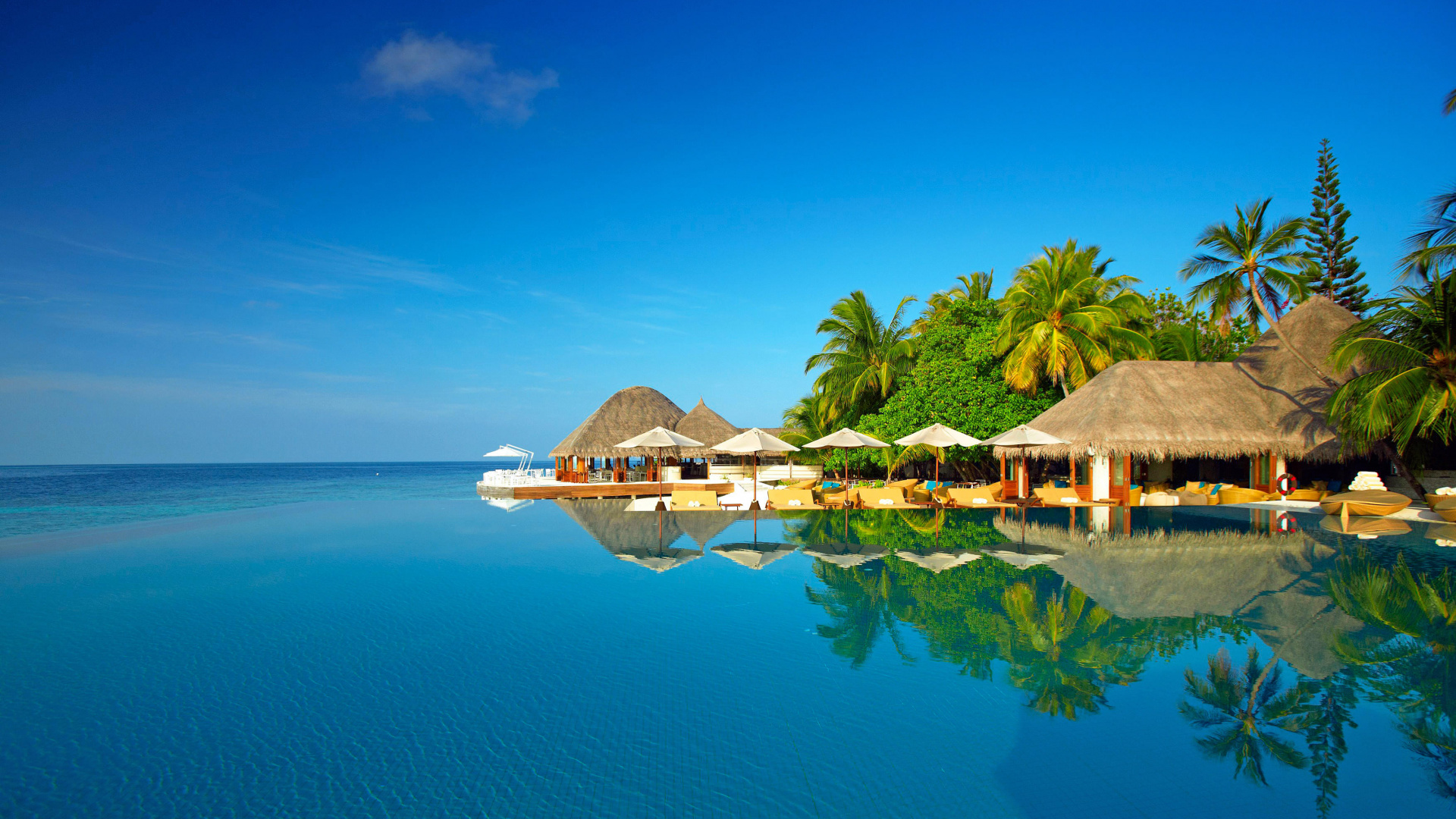 Huvafen Fushi Maldives, 度假村, 旅行, 大海, 热带地区 壁纸 1920x1080 允许