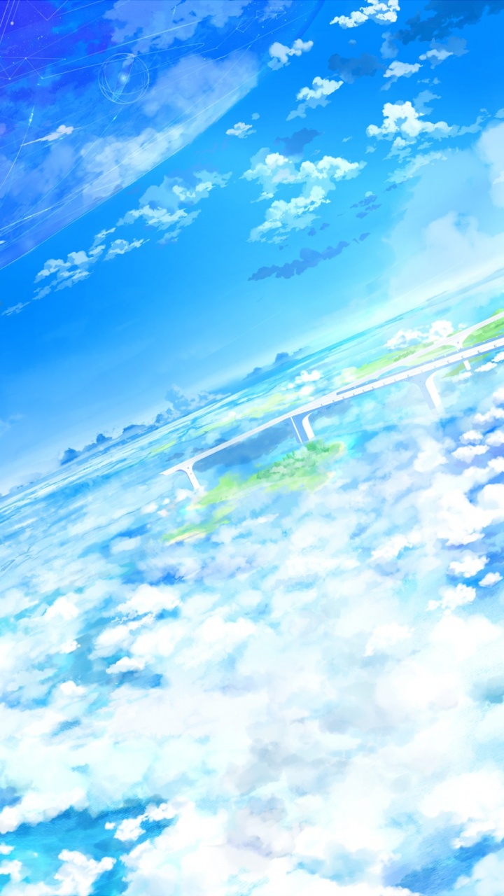 Nuages Bleus et Blancs et Peinture du Ciel. Wallpaper in 720x1280 Resolution