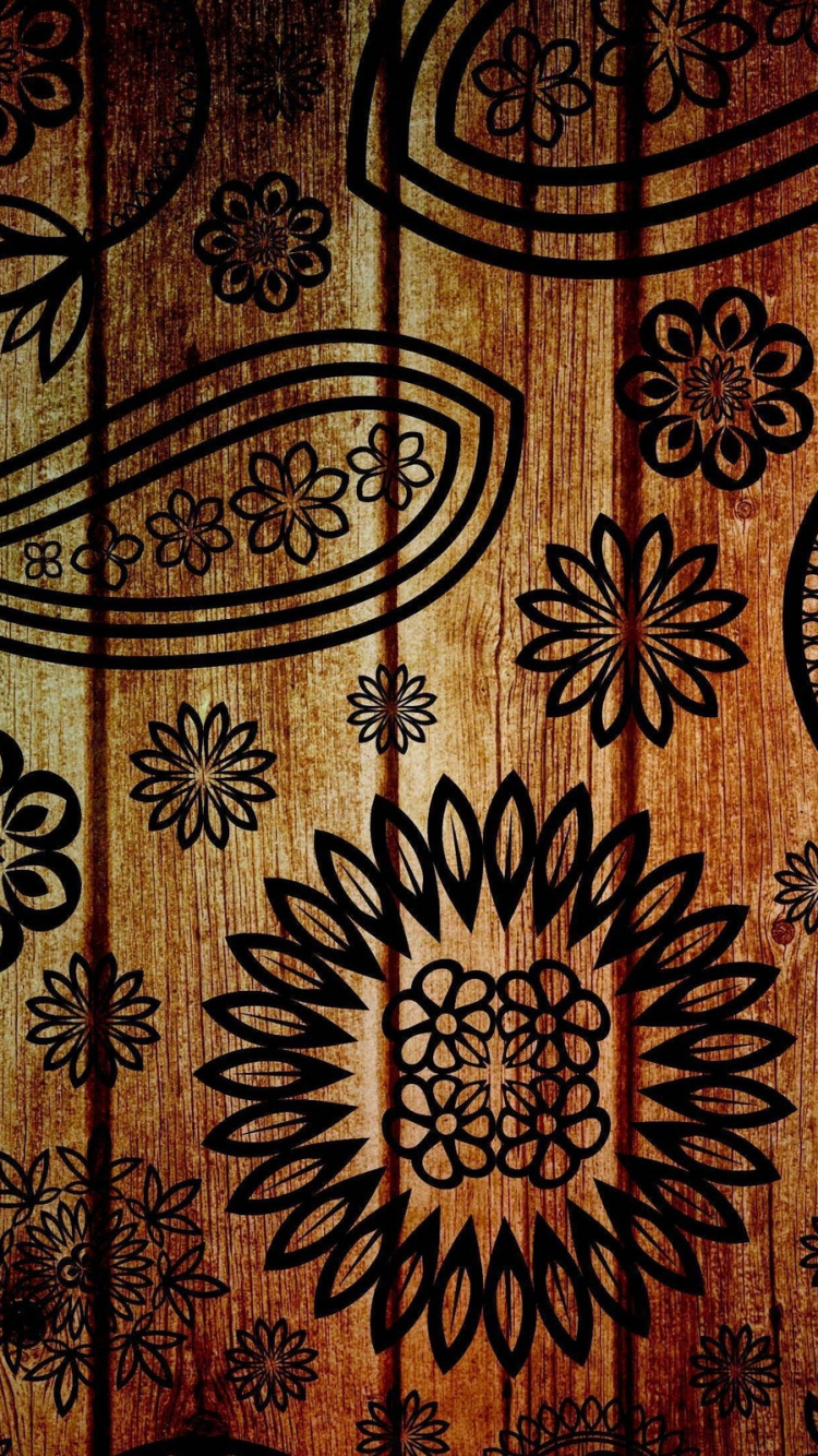 Braunes Und Beige Florales Textil. Wallpaper in 750x1334 Resolution