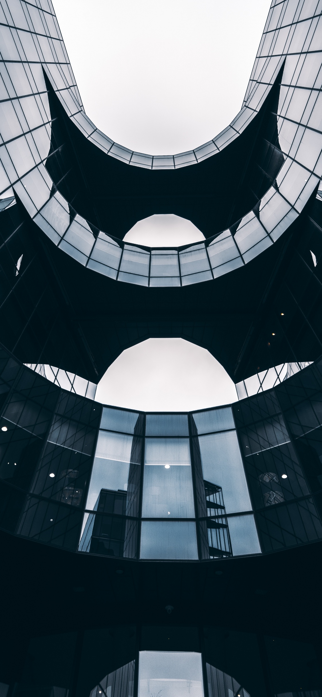 建筑, 白色, 黑色的, 对称, 单色模式 壁纸 1125x2436 允许