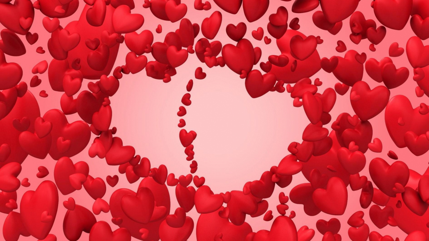 Valentines Day, Red, Heart, Petal, Love. Wallpaper in 1366x768 Resolution