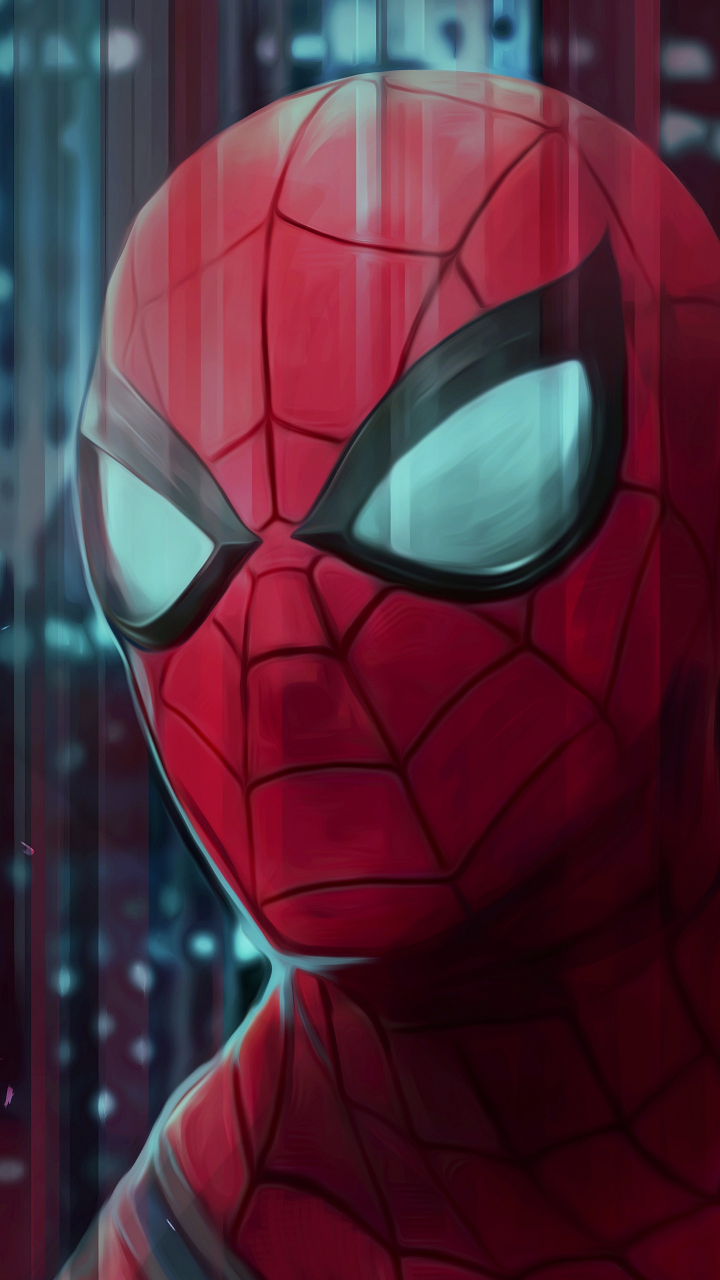 Spider-man, 超级英雄, 艺术, 红色的, 绘画 壁纸 1440x2560 允许