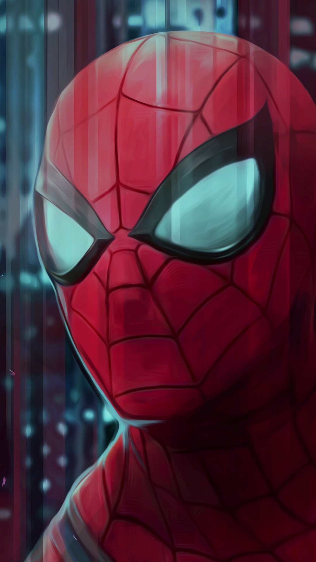 Rotes Spider Man Kostüm Vor Glasfenster. Wallpaper in 1080x1920 Resolution