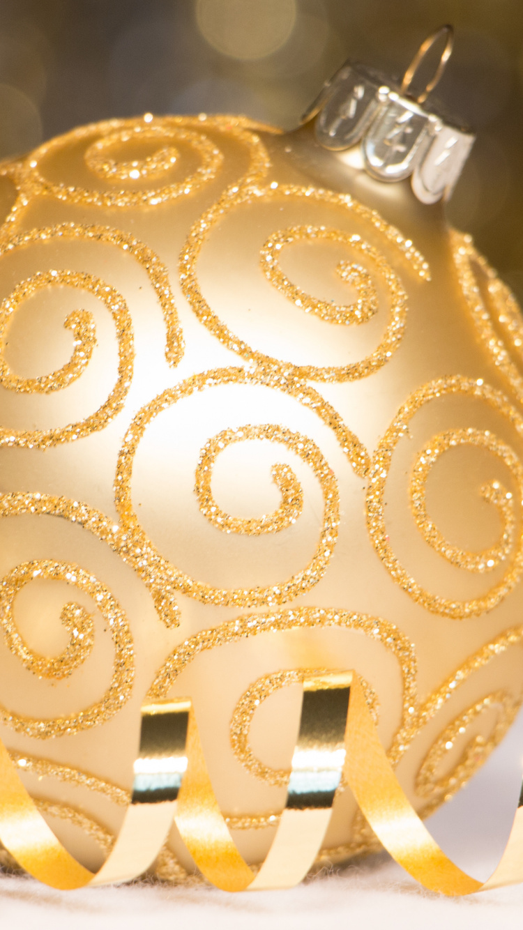 Christmas Ornament, Gold, Christmas Day, Christmas Decoration, Christmas. Wallpaper in 750x1334 Resolution