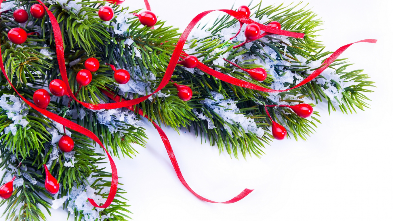 Weihnachten, Weihnachtsbaum, Weihnachtsdekoration, Branch, Baum. Wallpaper in 1366x768 Resolution