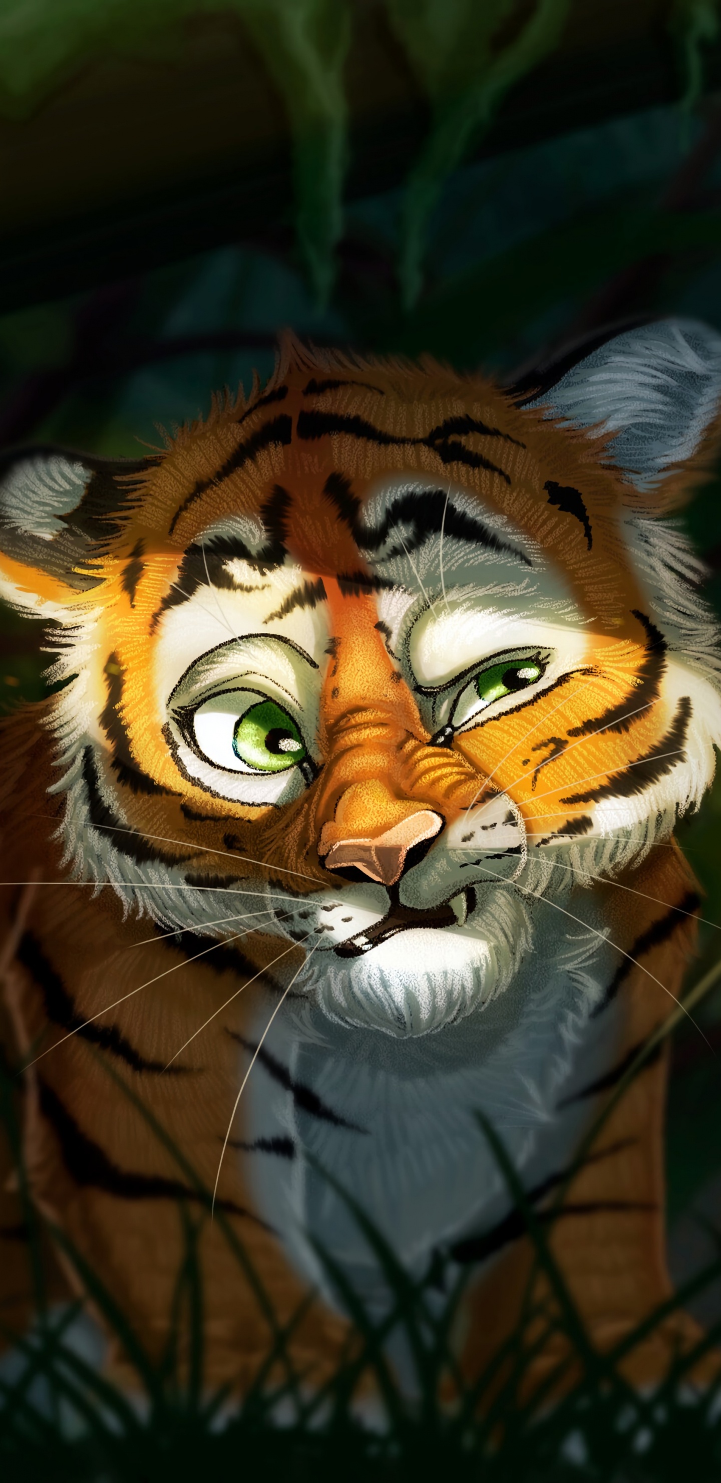 老虎, 艺术, 孟加拉虎, 野生动物, 猫科 壁纸 1440x2960 允许