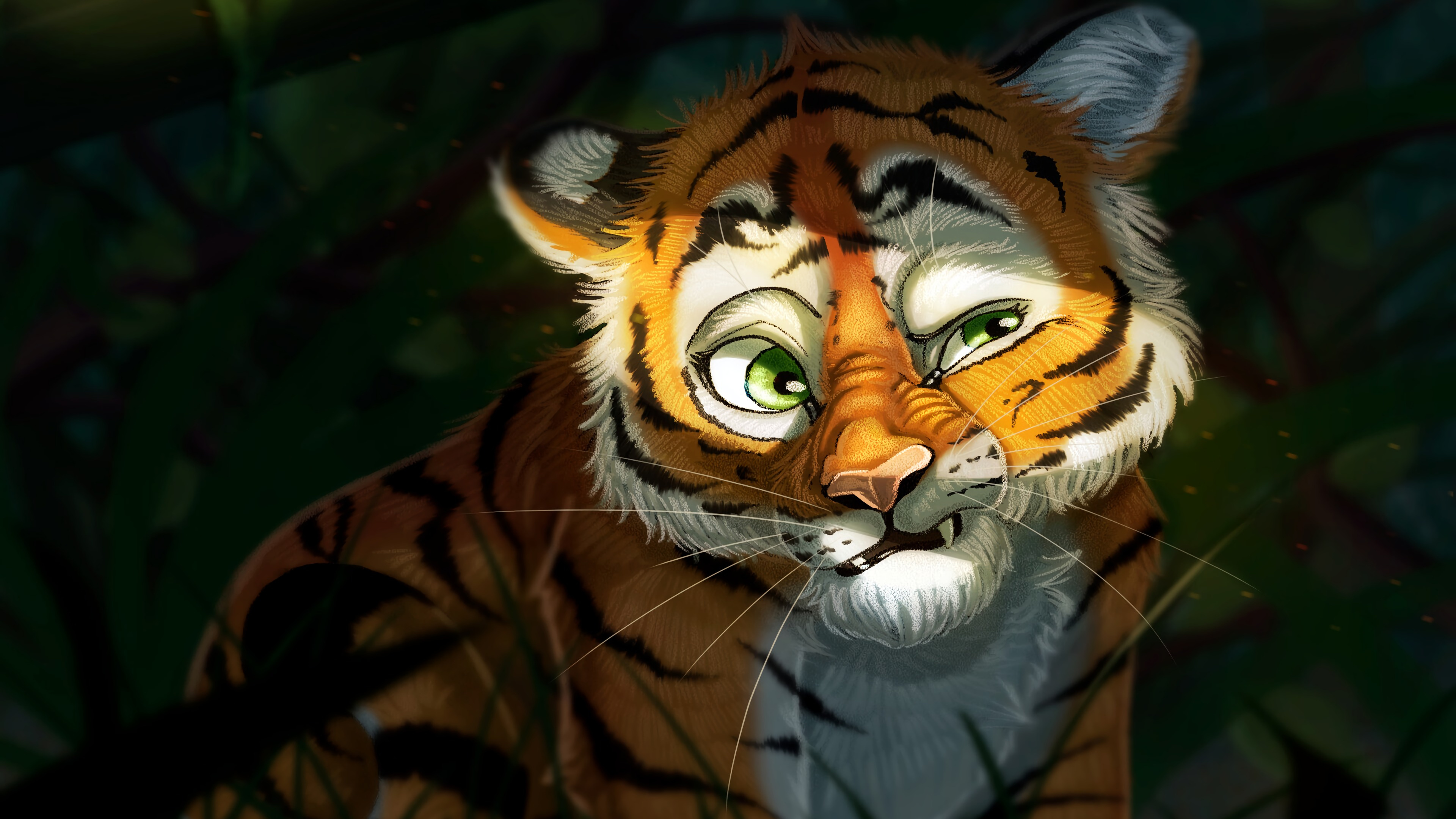 老虎, 艺术, 孟加拉虎, 野生动物, 猫科 壁纸 3840x2160 允许