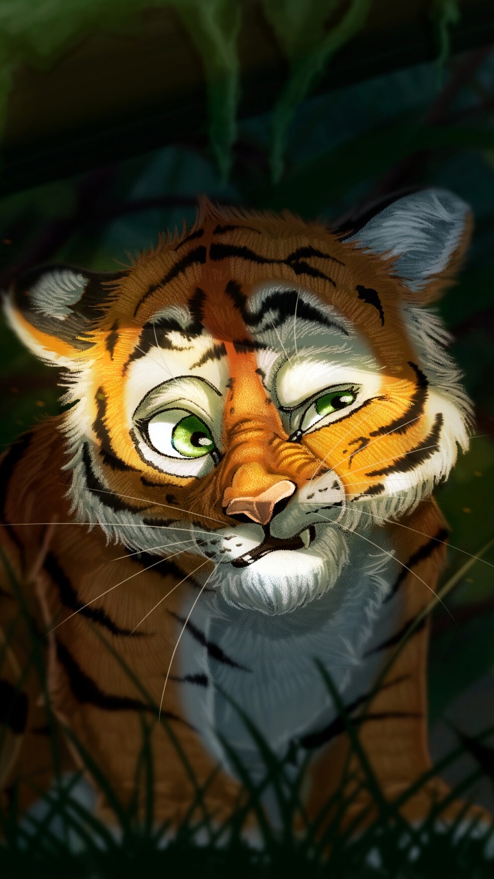 老虎, 艺术, 孟加拉虎, 野生动物, 猫科 壁纸 720x1280 允许